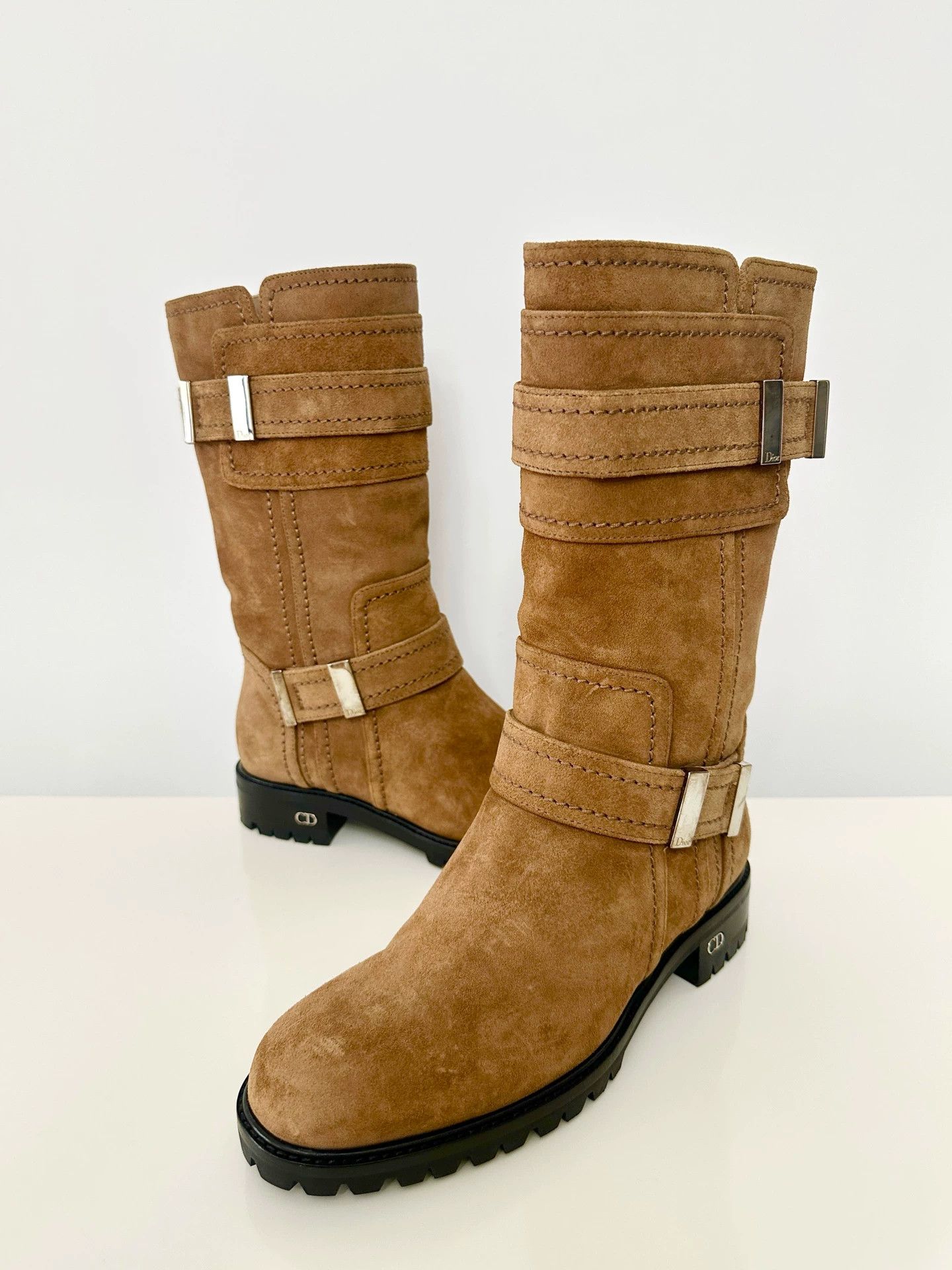 Dior Dior CD suede mid-calf boots women's caramel khaki Size US 6 / IT 36 - 6 Thumbnail