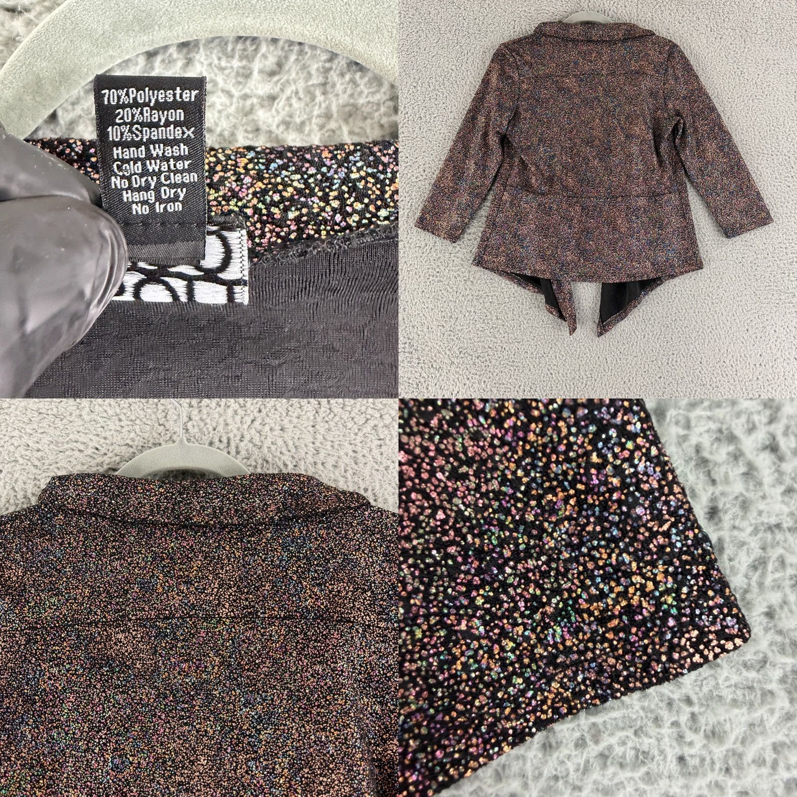 Vintage Clara Sun Woo Waterfall Cardigan Womens Small Metallic Open Front 3/4 Sleeve Size S / US 4 / IT 40 - 8 Thumbnail