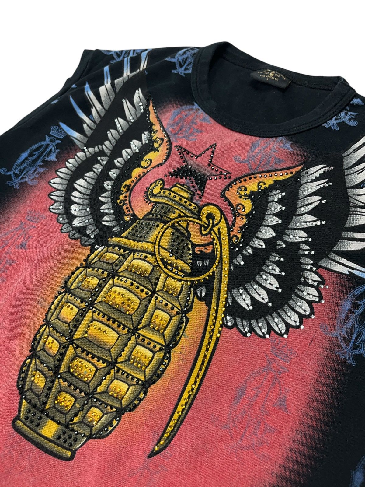Christian Audigier Vintage y2k Christian Audigier Grenade Studded Tank Top Tee Size US L / EU 52-54 / 3 - 7 Thumbnail