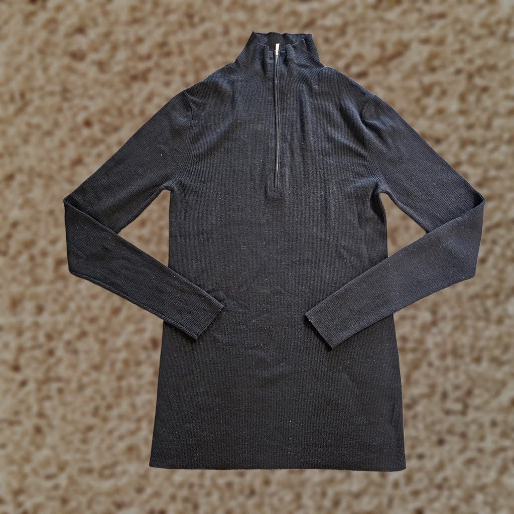 Vintage Lafayette 148 Womens Small Black Wool 1/4 Zip Ribbed Long Sleeve Minimal Business Casual Sweater Size S / US 4 / IT 40 - 1 Thumbnail