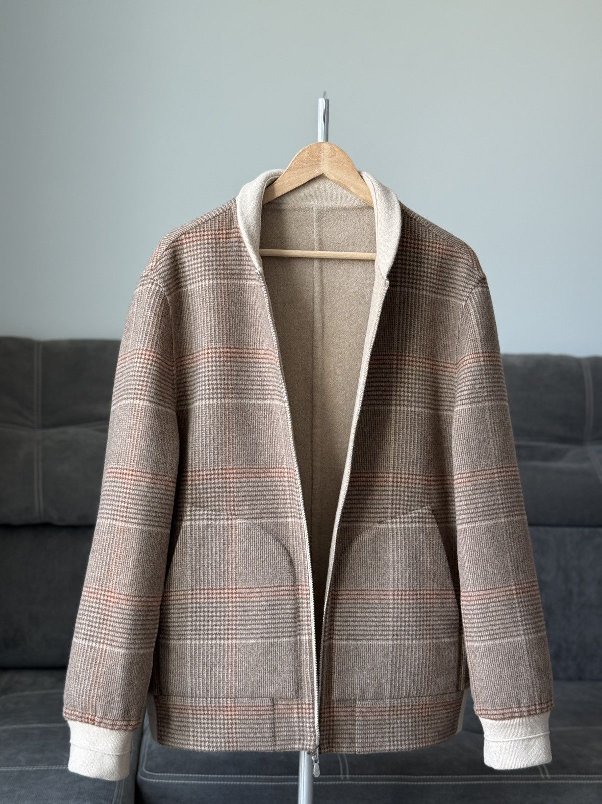 Brunello Cucinelli Brunello Cucinelli Reversible Bomber Jacket Cashmere Plaid Size US L / EU 52-54 / 3 - 13 Thumbnail