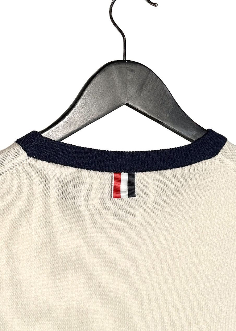 Thom Browne Thom Browne Ivory Colourblock Red Navy Cashmere Sweater Size US XL / EU 56 / 4 - 6 Thumbnail