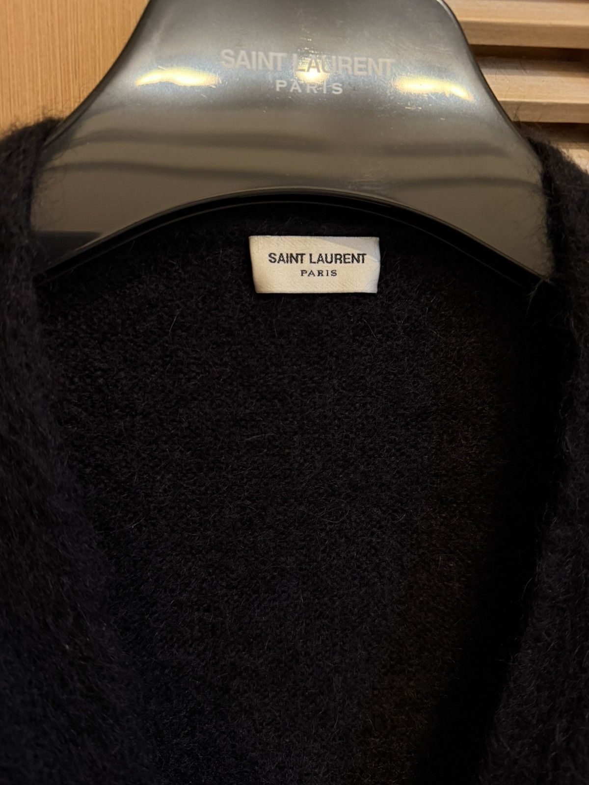 Saint Laurent Paris Saint Laurent Stars Embroidered Black Mohair Cardigan Size US XS / EU 42 / 0 - 3 Thumbnail