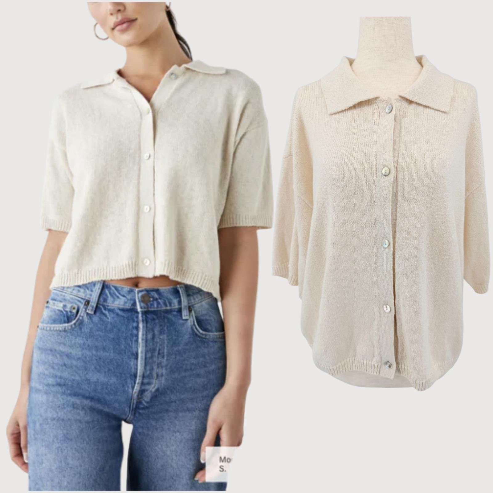 Rails Rails Cardigan Holland Knit Short Sleeve Cream L Size L / US 10 / IT 46 - 1 Thumbnail