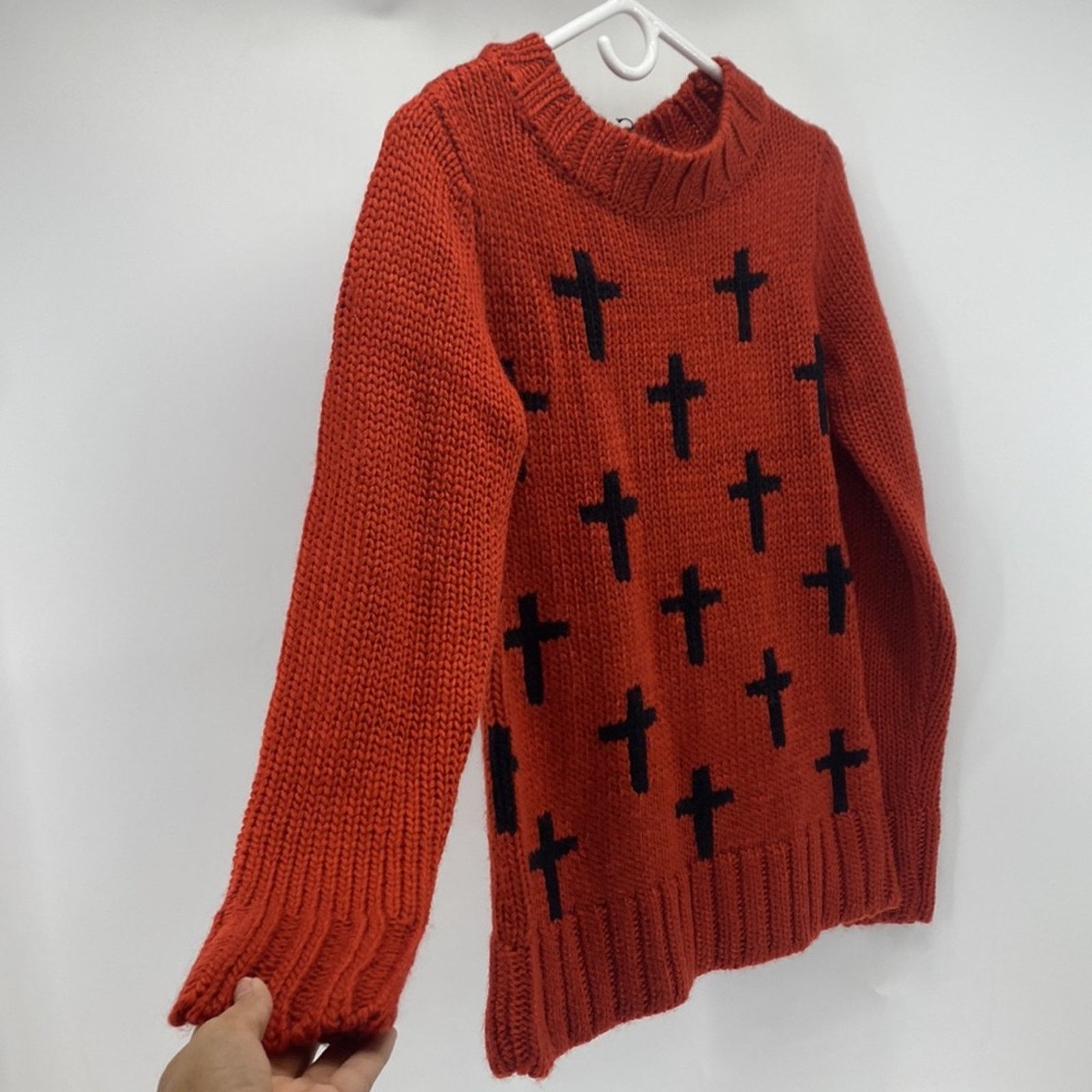 Other Glamorous orange cross mock neck wool blend sweater sz S Size S / US 4 / IT 40 - 3 Thumbnail