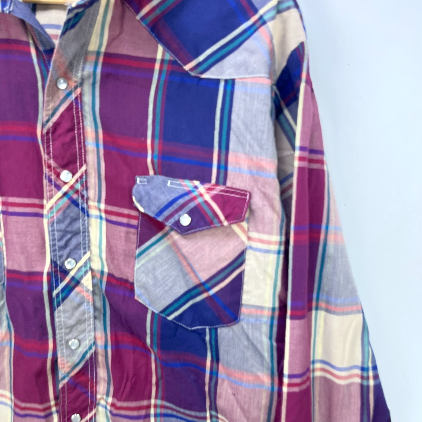 Wrangler VINTAGE Wrangler Western Snap Button Long Sleeve Shirt Large Mens Red 90s Wrangler Shirt Mens Vintage Red Long Sleeve Shirt Size US L / EU 52-54 / 3 - 3 Thumbnail
