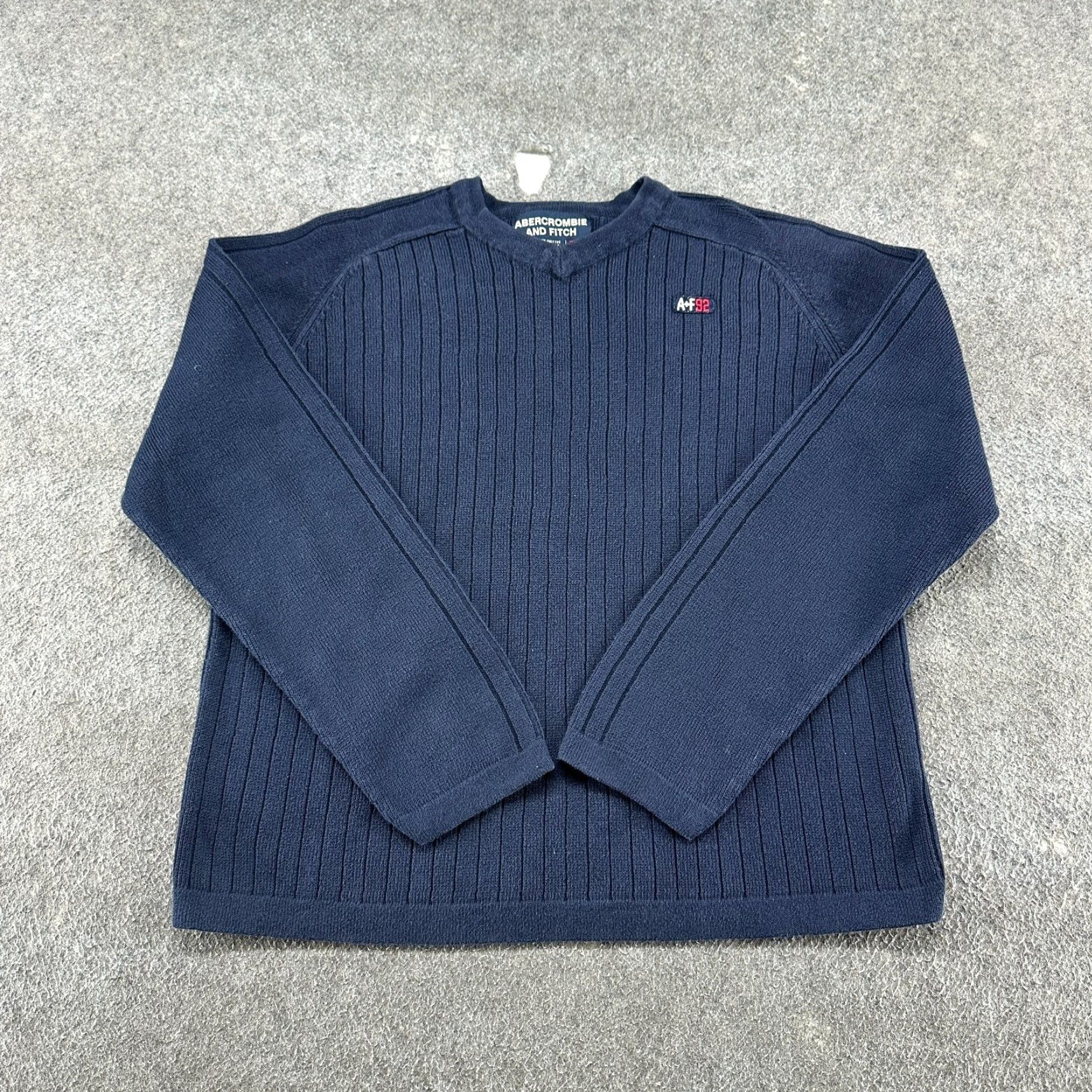 Abercrombie & Fitch VINTAGE Abercrombie & Fitch Sweater Mens L Blue Navy Pullover Cotton Wool Knit V-Neck Ribbed 90s Mens Size US L / EU 52-54 / 3 - 2 Thumbnail