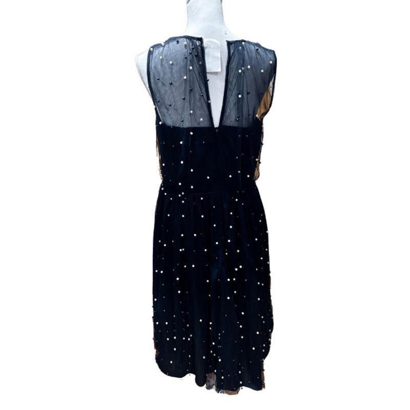 MAGGY LONDON MAGGY LONDON Navy Mesh Pearl Embellished A-line Dress Sz 8 Size M / US 6-8 / IT 42-44 - 4 Thumbnail