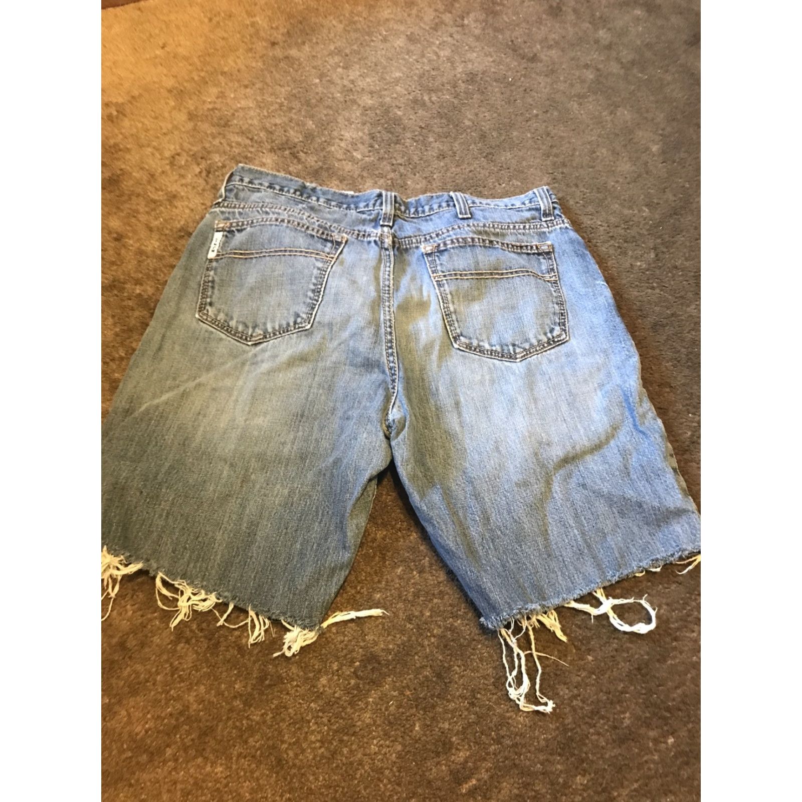Denime Cinch Denim Shorts Mens 36 Blue Cut Off 10 In Inseam 5-Pocket Logo Raw Hem Casual Western Size US 36 / EU 52 - 6 Thumbnail