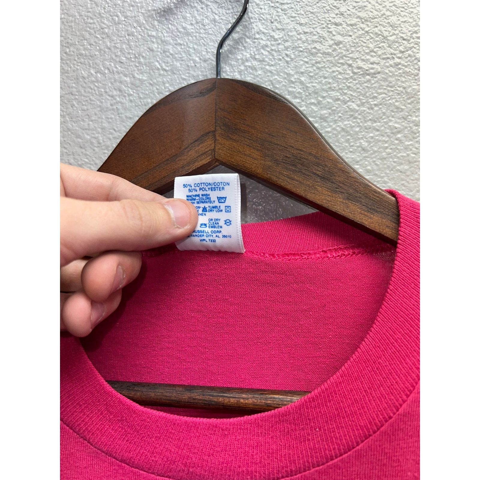Jerzees 90s Vintage Jerzees USA Made Pink Blank Short Sleeve Shirt L Size US L / EU 52-54 / 3 - 7 Thumbnail