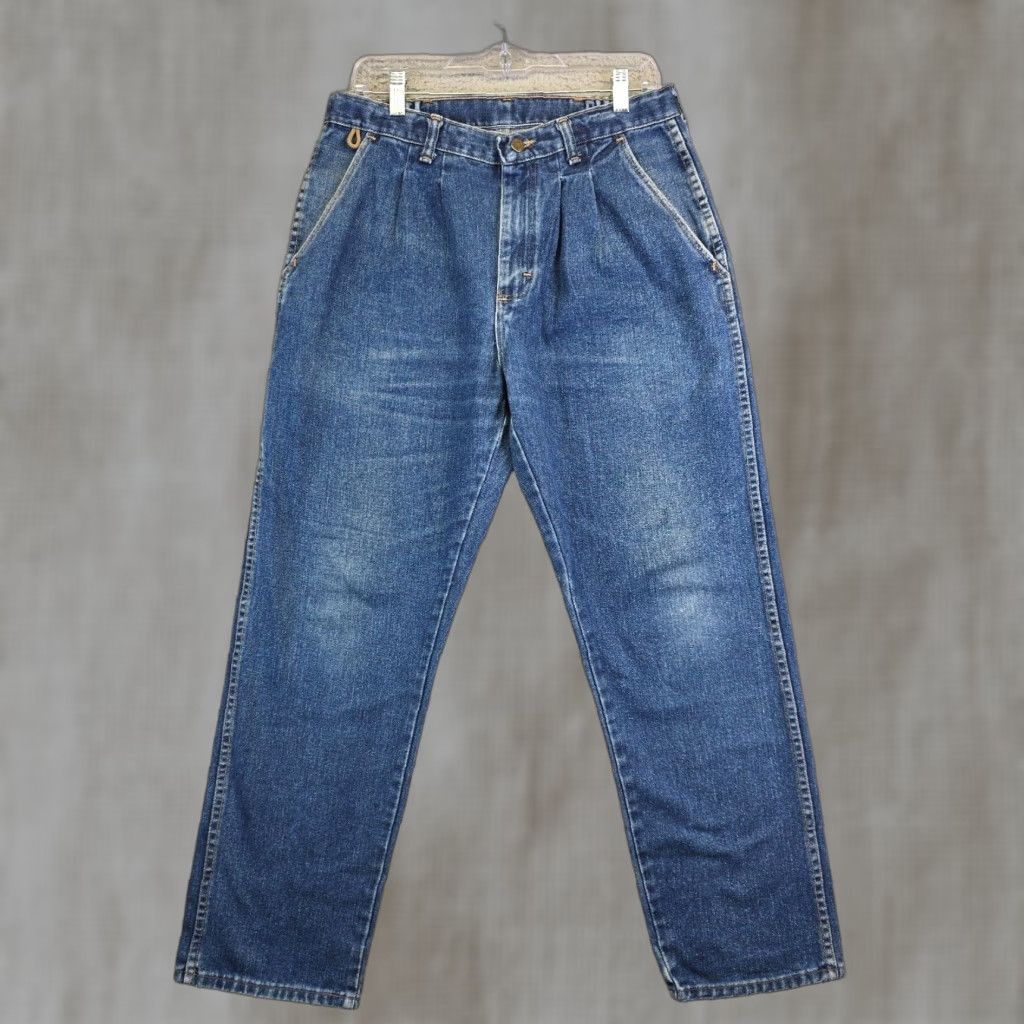 VINTAGE Wrangler Carpenter Jeans Mens 33x30 Straight Pleated Medium Wash USA 90s Denim Jeans Carpenters