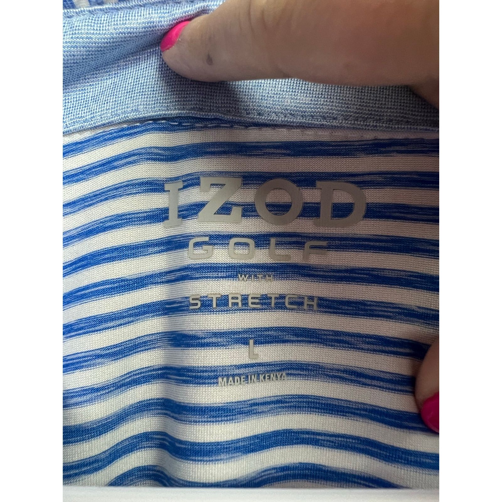 Izod Izod Golf With Stretch Men's Polo Blue White Stripes Large Size US L / EU 52-54 / 3 - 3 Thumbnail
