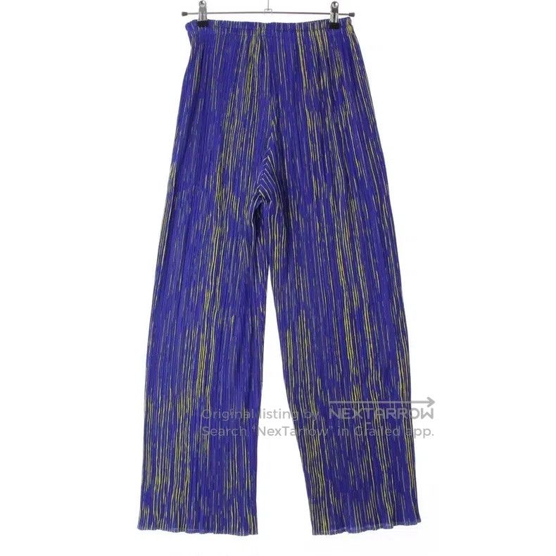 Other Issey Miyake Blue and Yellow Contrast Striped Pleated Pant Size 26" / US 2 / IT 38 - 2 Thumbnail