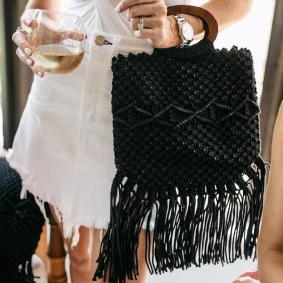 Other Danielle Nicole Black Macrame Fringe Bag Size ONE SIZE - 1 Thumbnail