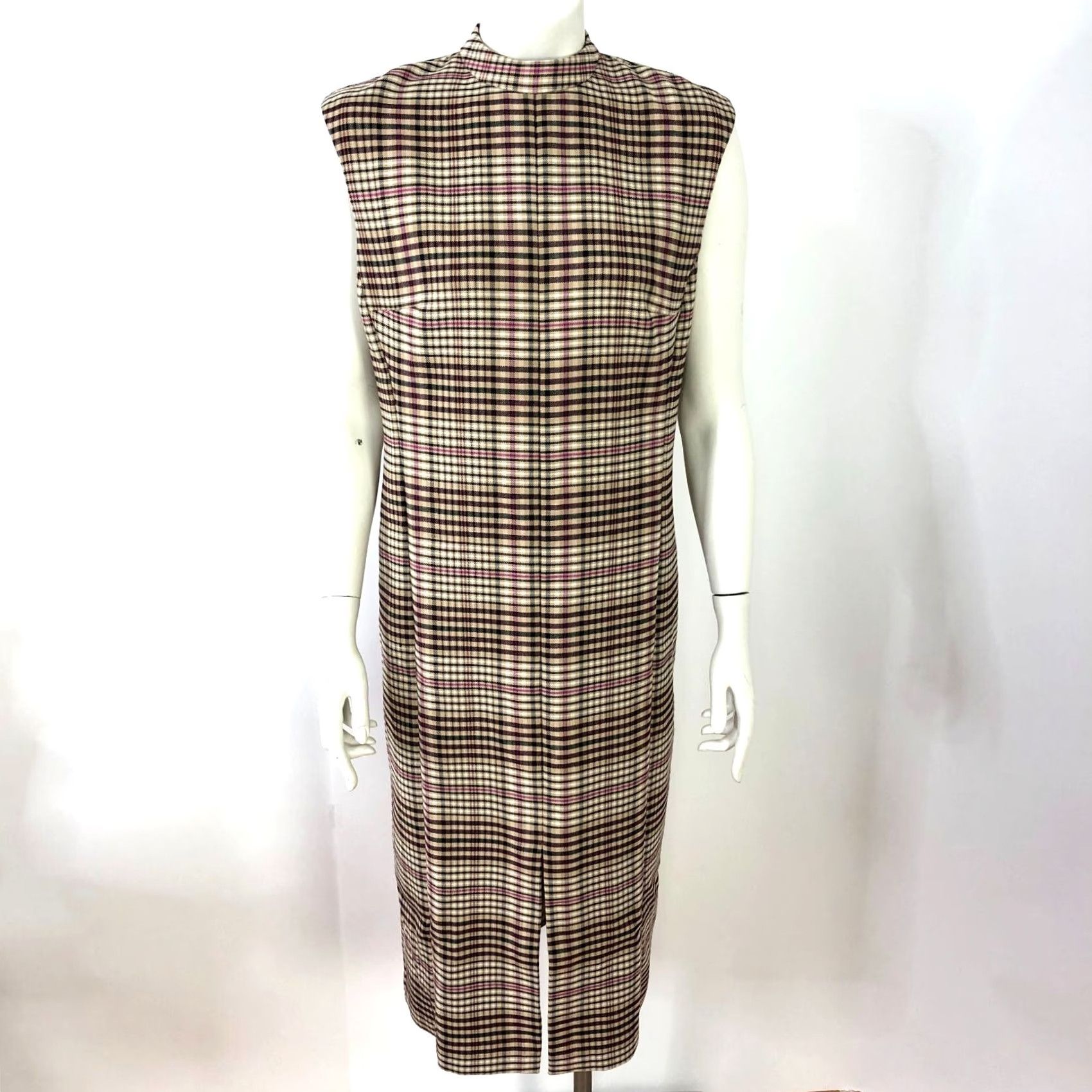 Vintage Ann Taylor Dress Pencil Beige Mock Neck Midi 6 Women Sleeveless Plaid Casual Vintage Not Applicable Size M / US 6-8 / IT 42-44 - 2 Thumbnail