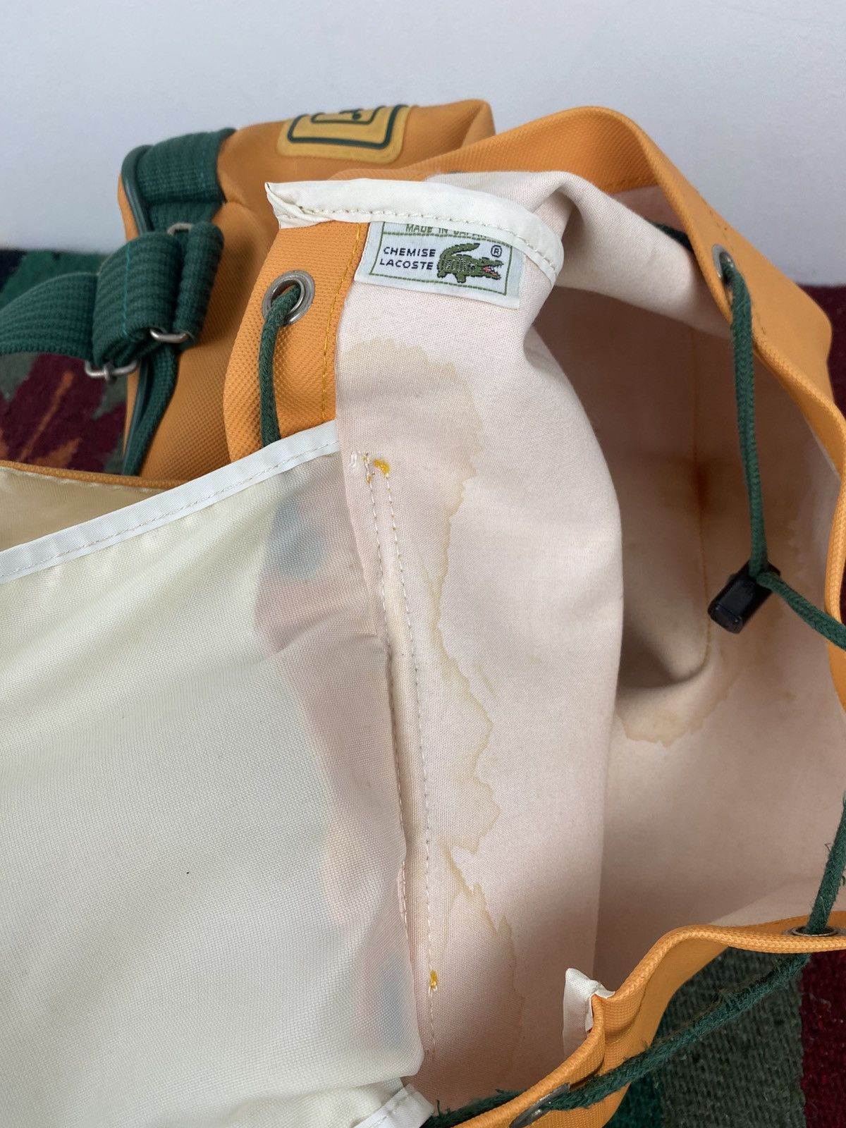 Lacoste 2000’s Lacoste Japan Green Orange Rucksack Size ONE SIZE - 13 Thumbnail