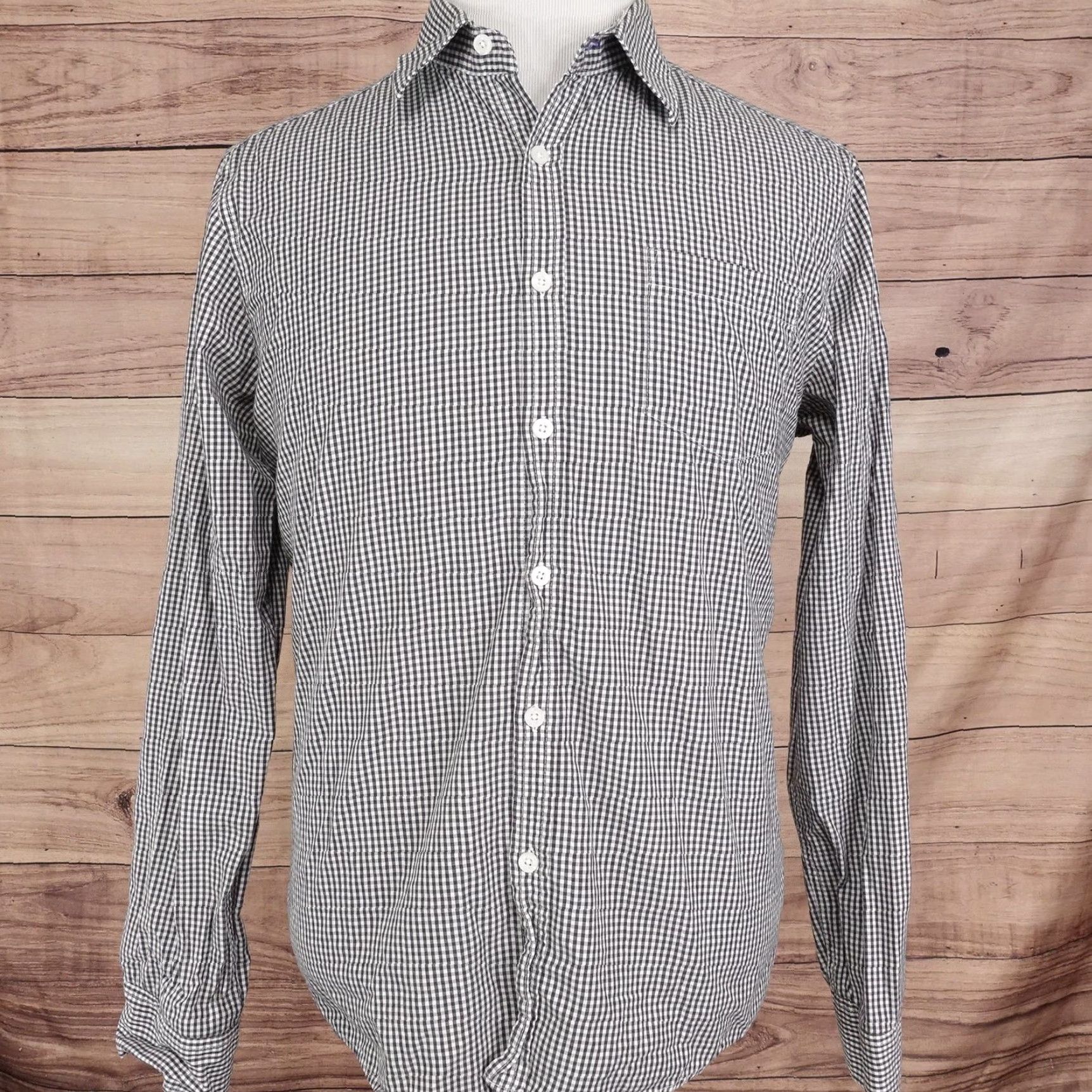 Kenneth Cole Kenneth Cole Reaction Shirt Mens L Black Check Long Sleeve Button-Up Regular Fit Size US L / EU 52-54 / 3 - 3 Thumbnail