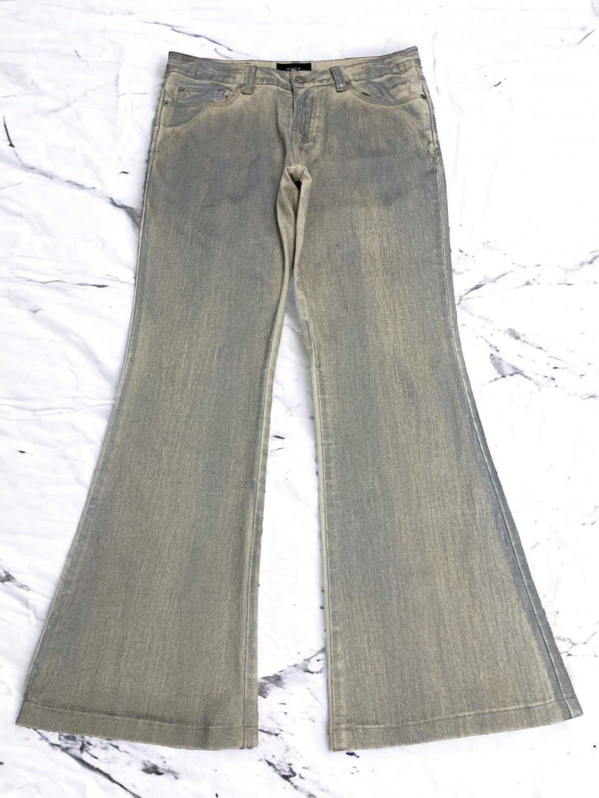 Designer × Taverniti Maxia Grey Coated Junya Style Flare Denim Size US 28 / EU 44 - 1 Thumbnail
