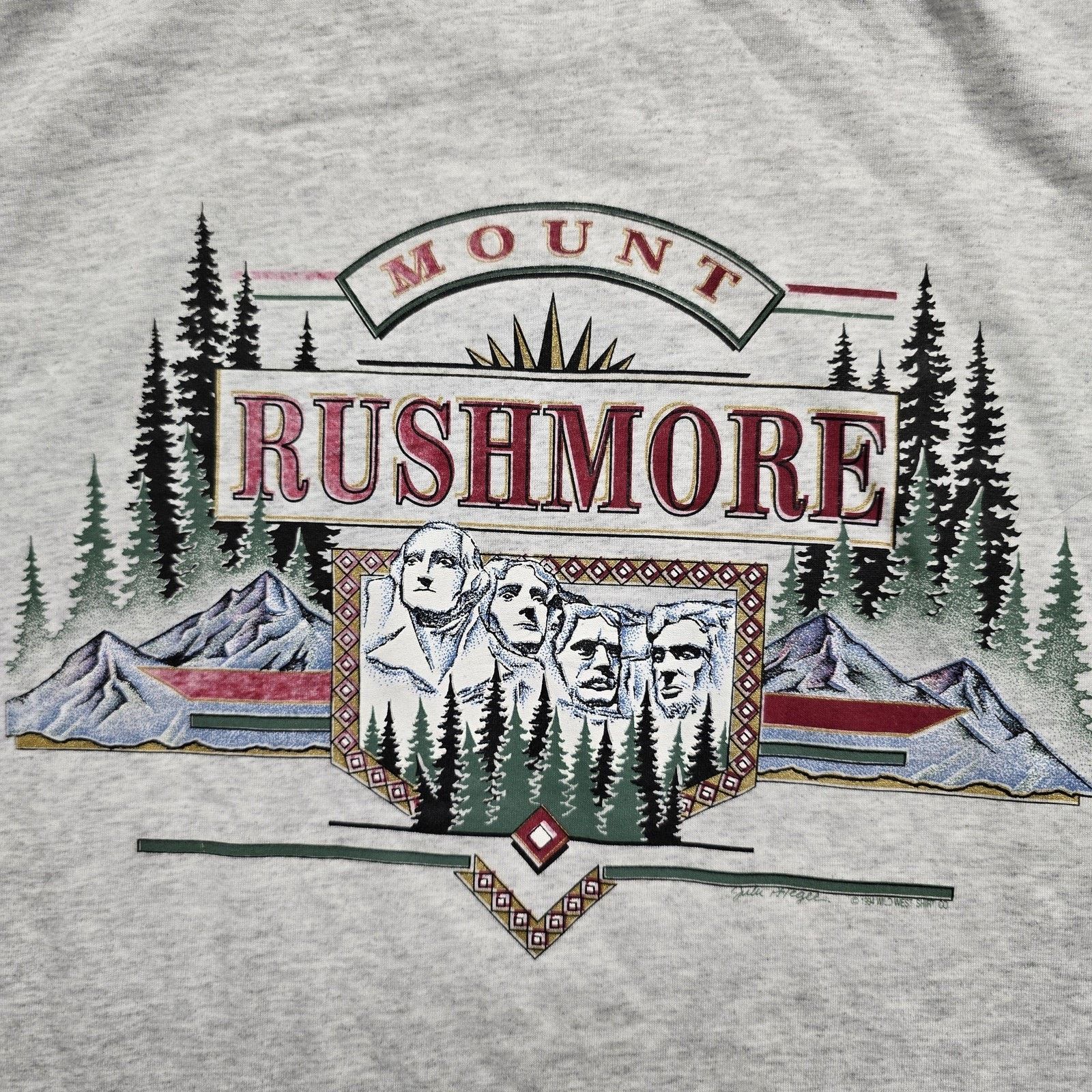 Jerzees Vintage Mount Rushmore Shirt Mens Medium Gray Nature Tee Size US M / EU 48-50 / 2 - 2 Thumbnail