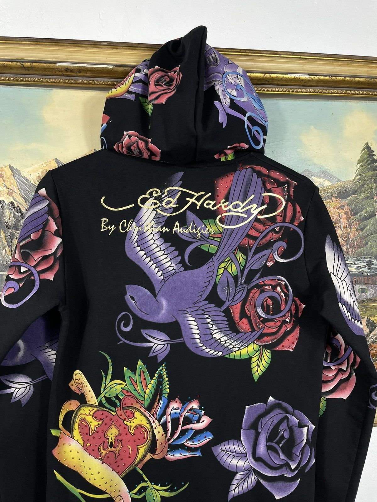 Christian Audigier Ed Hardy Retro 00s Hoodie With Crystals Affliction Grunge Size S / US 4 / IT 40 - 9 Thumbnail