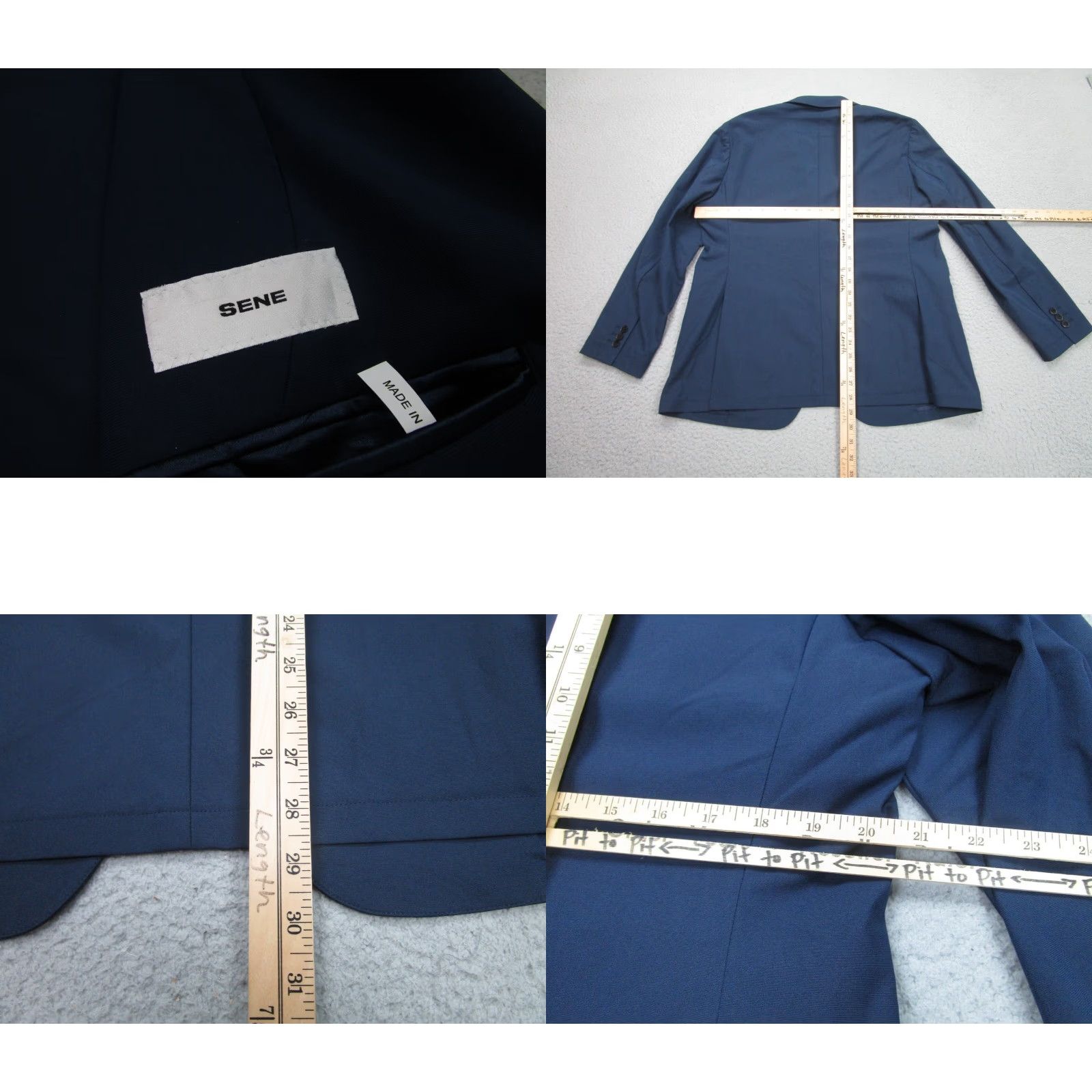Vintage Sene Blazer Mens 40 Blue Soho Stretch Flex Tech Single-Breasted 2-Button Notch Lapel Jacket Coat Casual Business Travel Size 40R - 8 Thumbnail