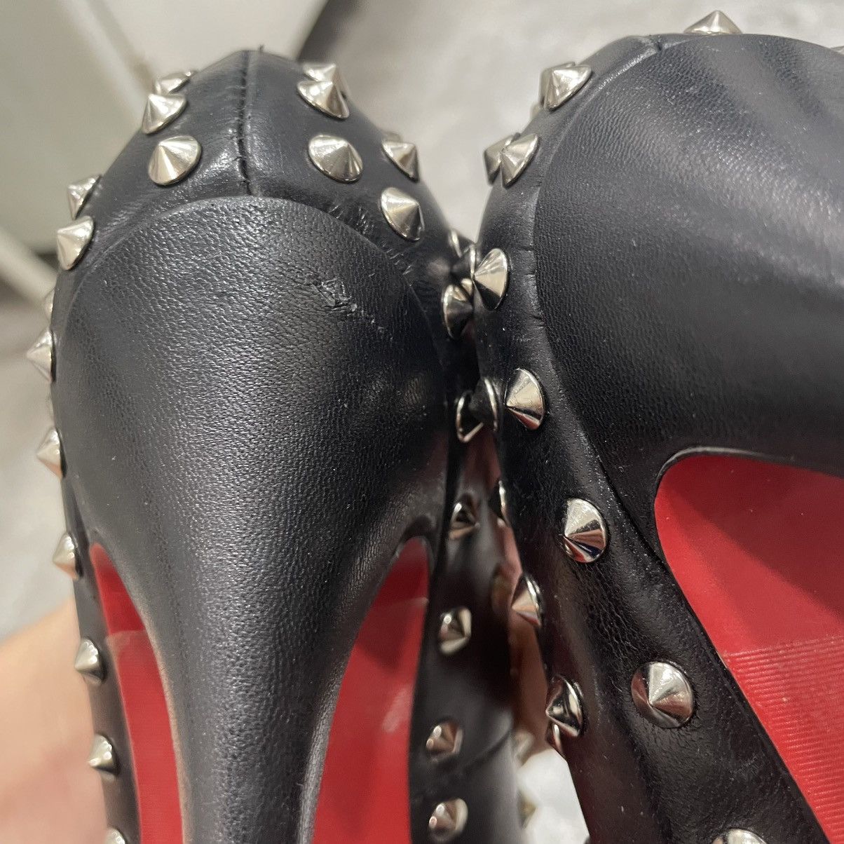 Christian Louboutin × If Six Was Nine Christian Louboutin Spike Heels Bianca Black Leather Platfor Size US 7 / IT 37 - 8 Thumbnail