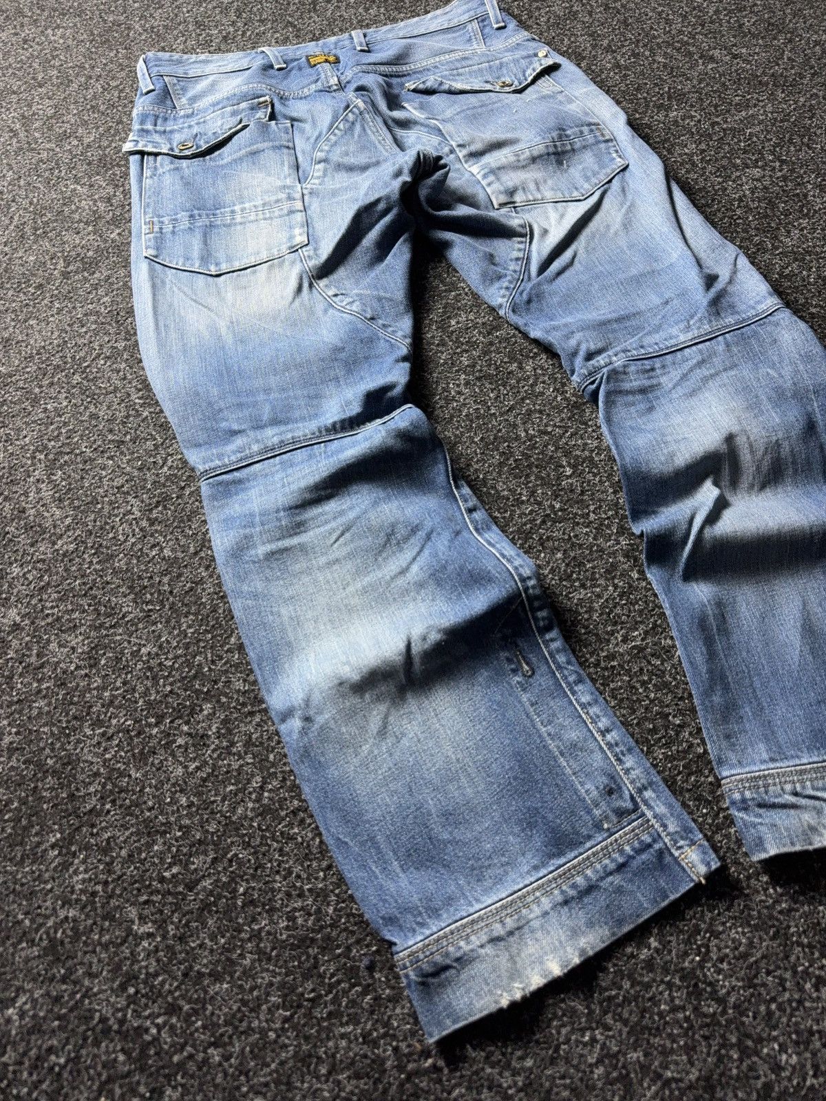 G-Star Vinatge 00s G-Star RAW Elwood 3D Cargo Distressed Jeans Blue Size US 30 / EU 46 - 12 Thumbnail