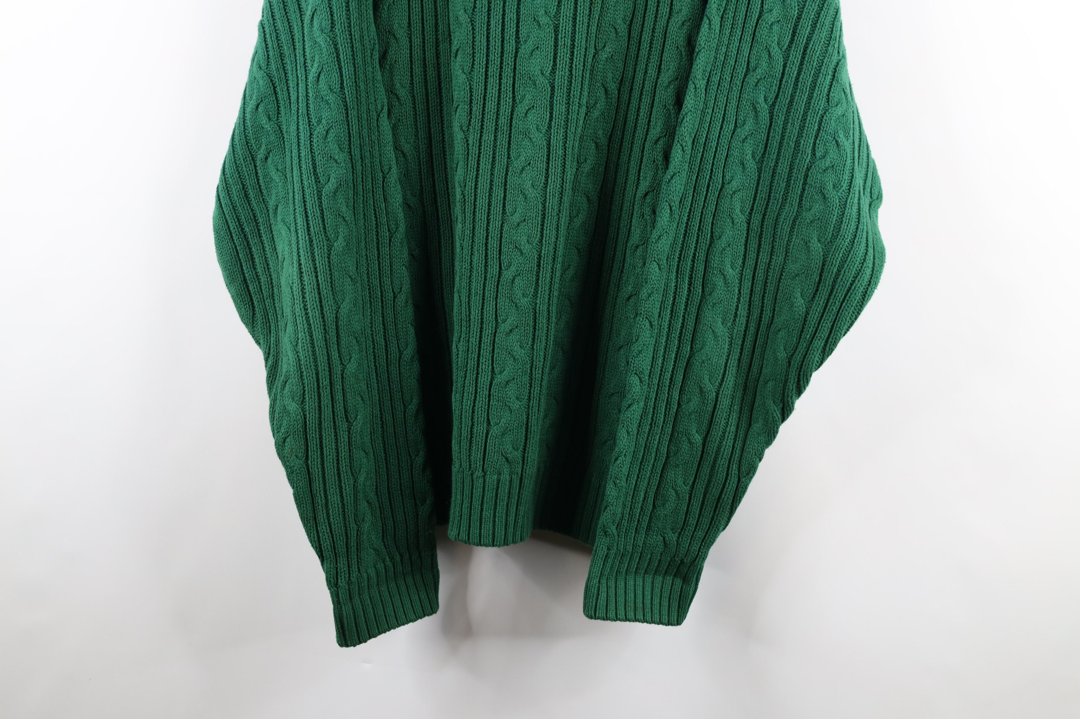 Eddie Bauer × Vintage Vintage 90s Eddie Bauer Cable Knit Crewneck Sweater Green Size US L / EU 52-54 / 3 - 3 Thumbnail