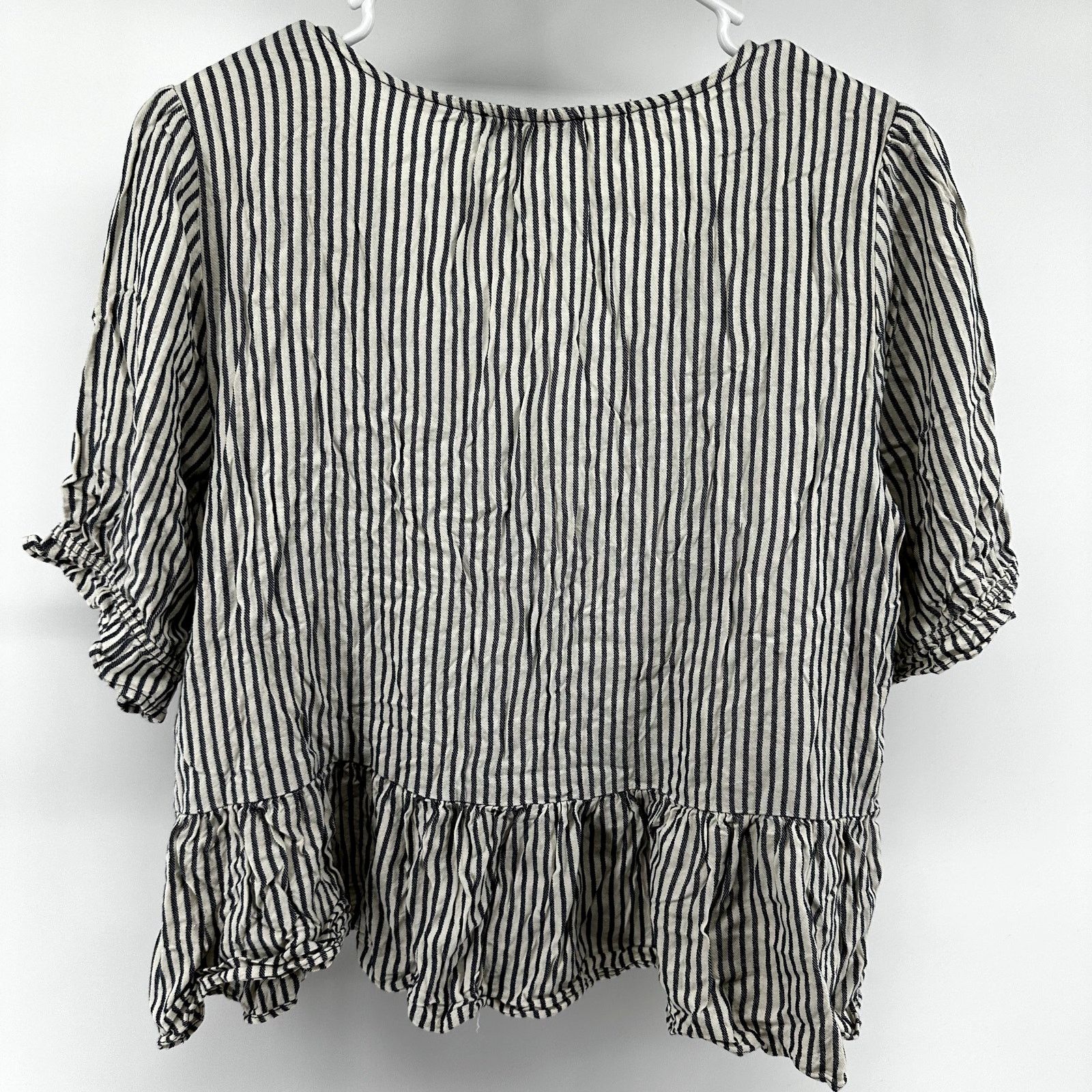 Madewell Madewell Courtyard Ruffle-Hem Blouse Top Striped Button M Size M / US 6-8 / IT 42-44 - 6 Thumbnail