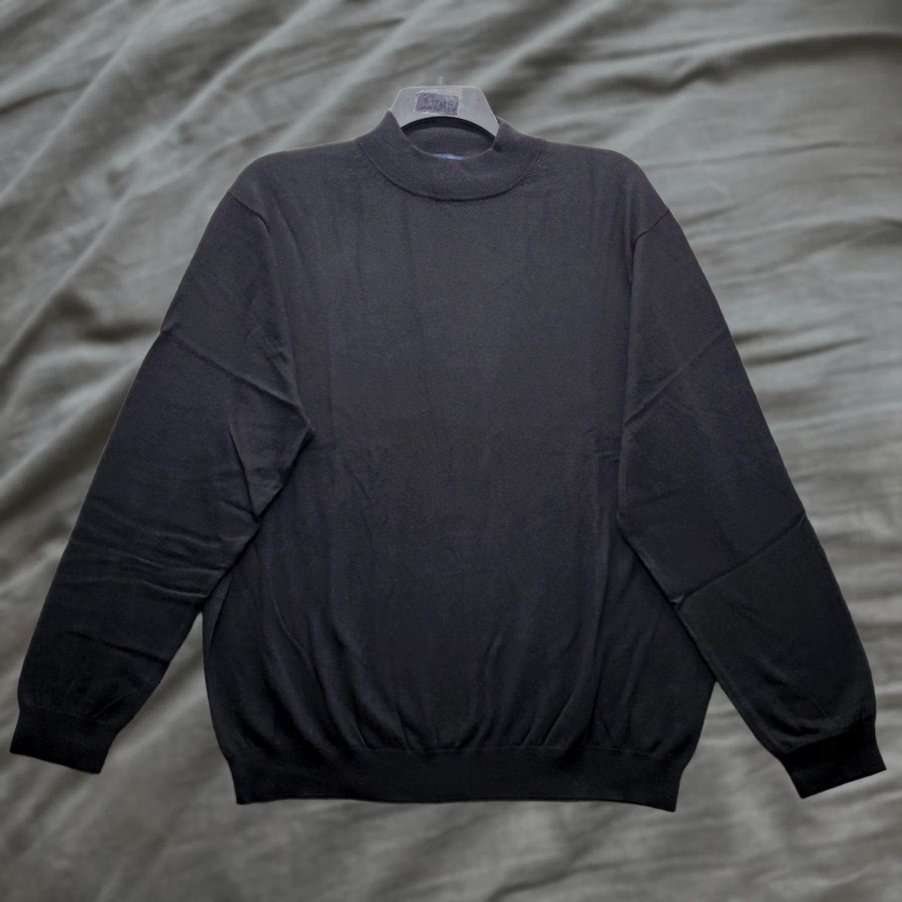 Vintage Paul Fredrick Sweater Mens 3XL Black Knit Silk Long-Sleeve Mock Neck Pullover Size US XXL / EU 58 / 5 - 1 Thumbnail