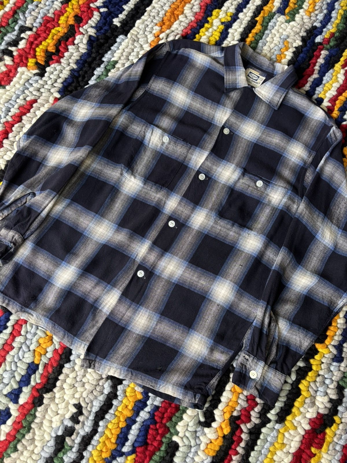 Vintage 1950s Shadow Box Pilgrim Button Up Loop Collar Blue Size US M / EU 48-50 / 2 - 3 Thumbnail