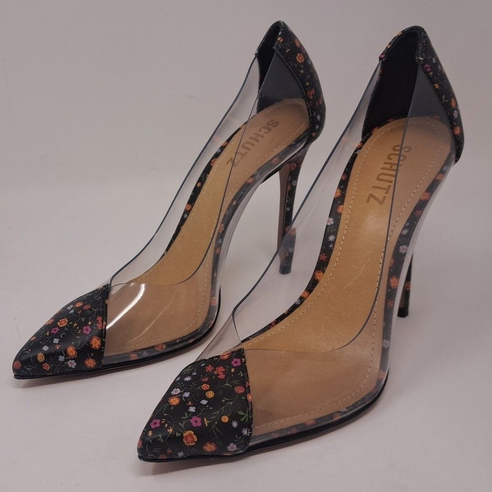 SCHUTZ NEW SCHUTZ Women's Transparent High Heels Floral Flowers Br Size US 6 / IT 36 - 1 Thumbnail