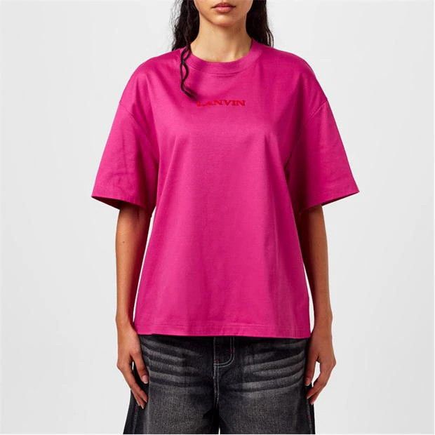 Lanvin o1g2r1mq1024 Logo T-Shirt in Fushia Size XS / US 0-2 / IT 36-38 - 3 Thumbnail