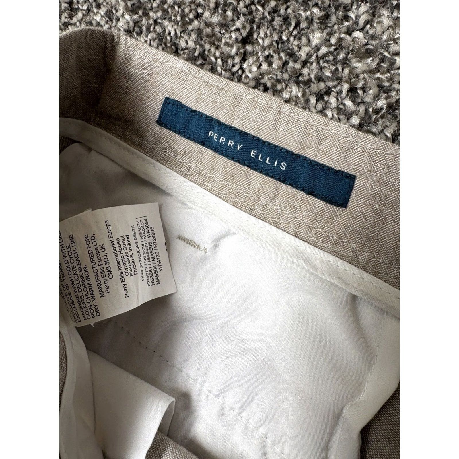Perry Ellis Perry Ellis Pants Mens 34x30 Beige Linen Cotton Blend Dress Pants Casual Flat Front Pockets Regular 30 Inseam 34 Waist Jeans Size US 34 / EU 50 - 5 Thumbnail