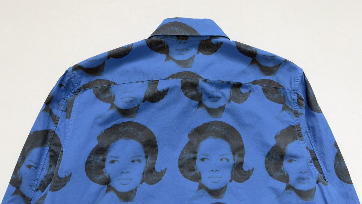 Wales Bonner A/W 25 ‘Selah’ Blue+Black Face Print Shirt Size US L / EU 52-54 / 3 - 12 Thumbnail