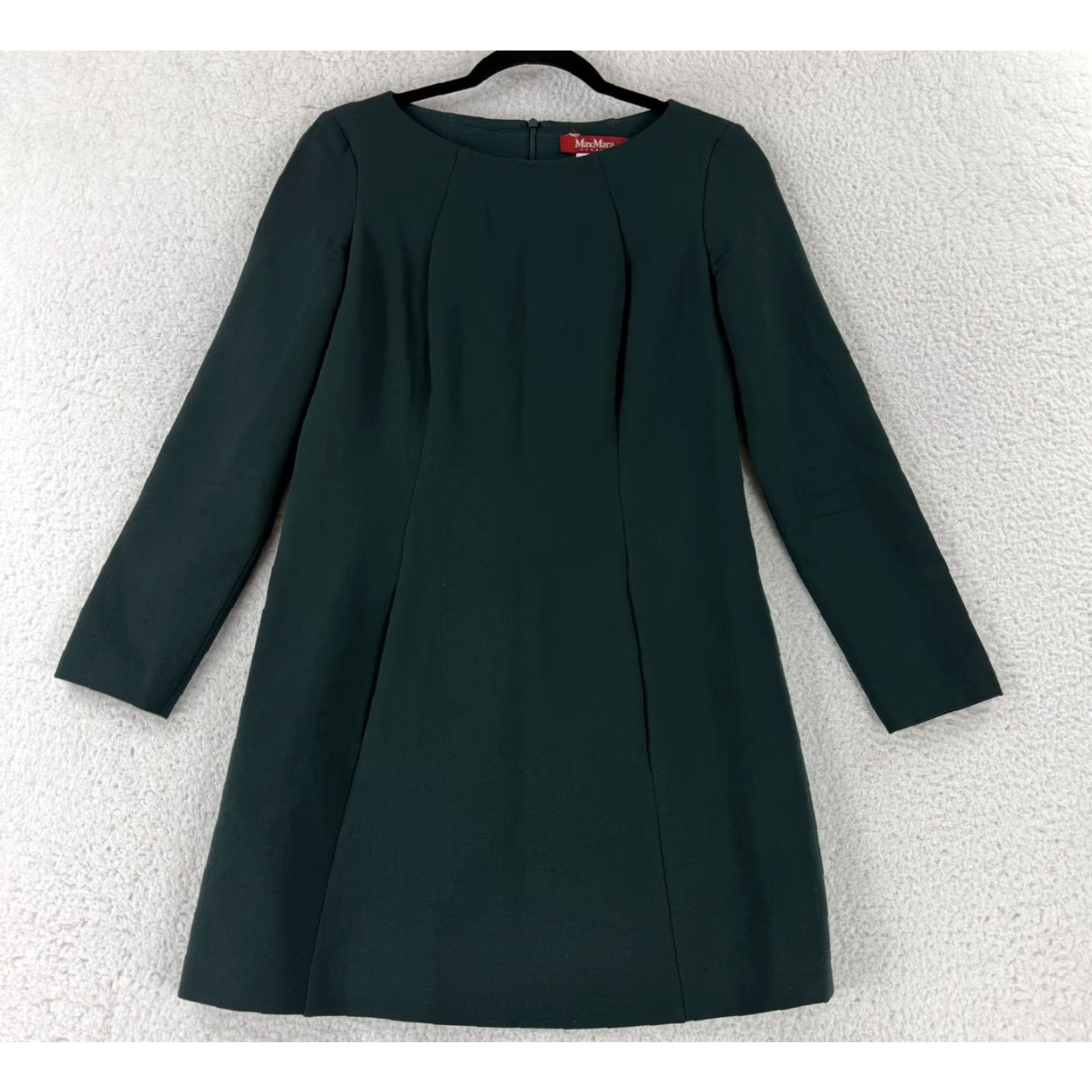 Max Mara Max Mara Studio Sheath Dress Womens Size 4 Green Long Sleeve Wool Short Pockets Size S / US 4 / IT 40 - 2 Thumbnail
