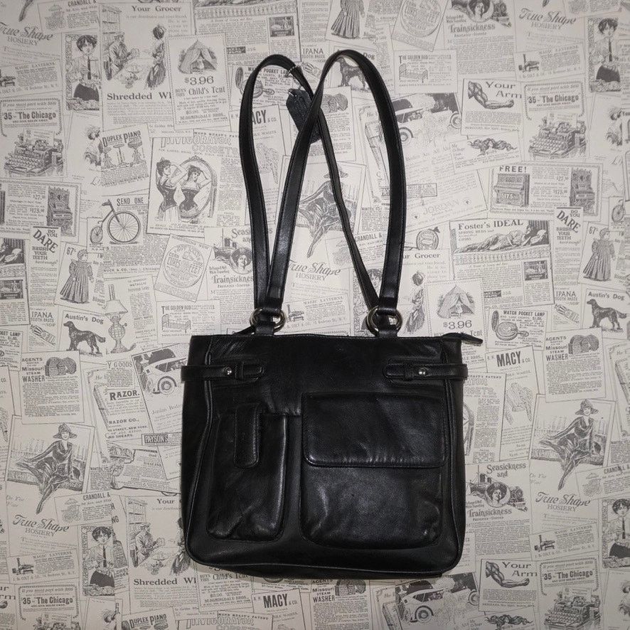 Vintage OSFA - black essential pocket cargo style shoulder bag purse Size ONE SIZE - 2 Thumbnail