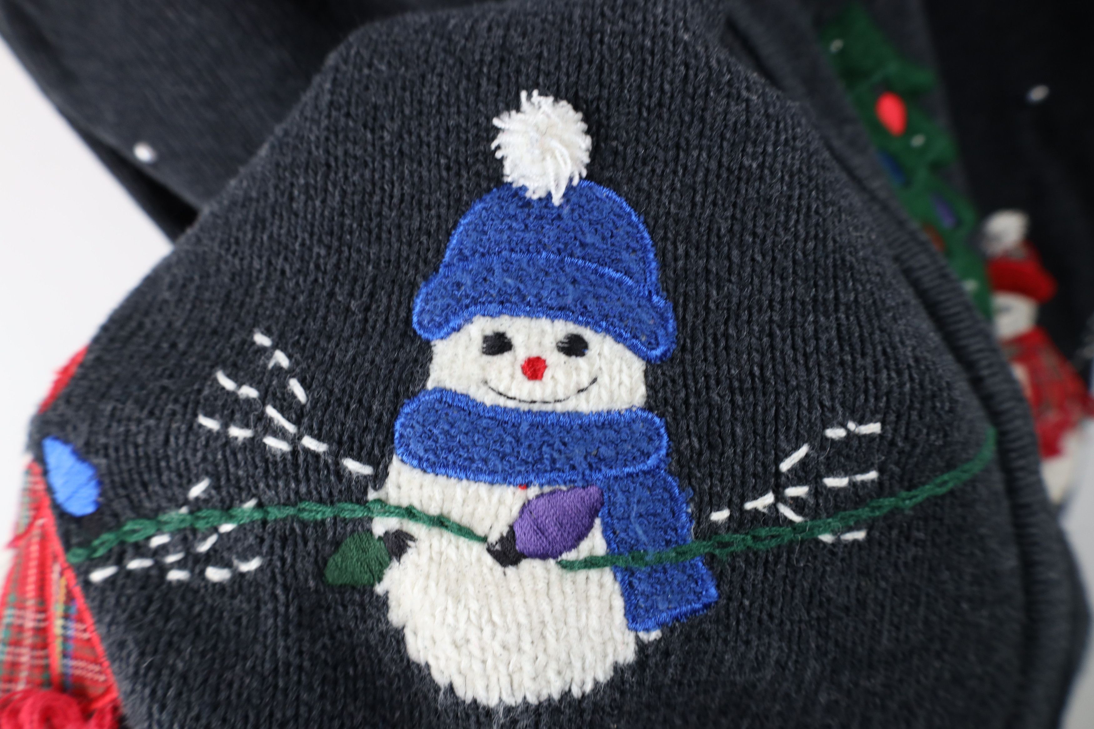 Vintage Vintage 90s Streetwear Snowman Marled Knit Full Zip Sweater Size 3XL / US 20-22 - 7 Thumbnail