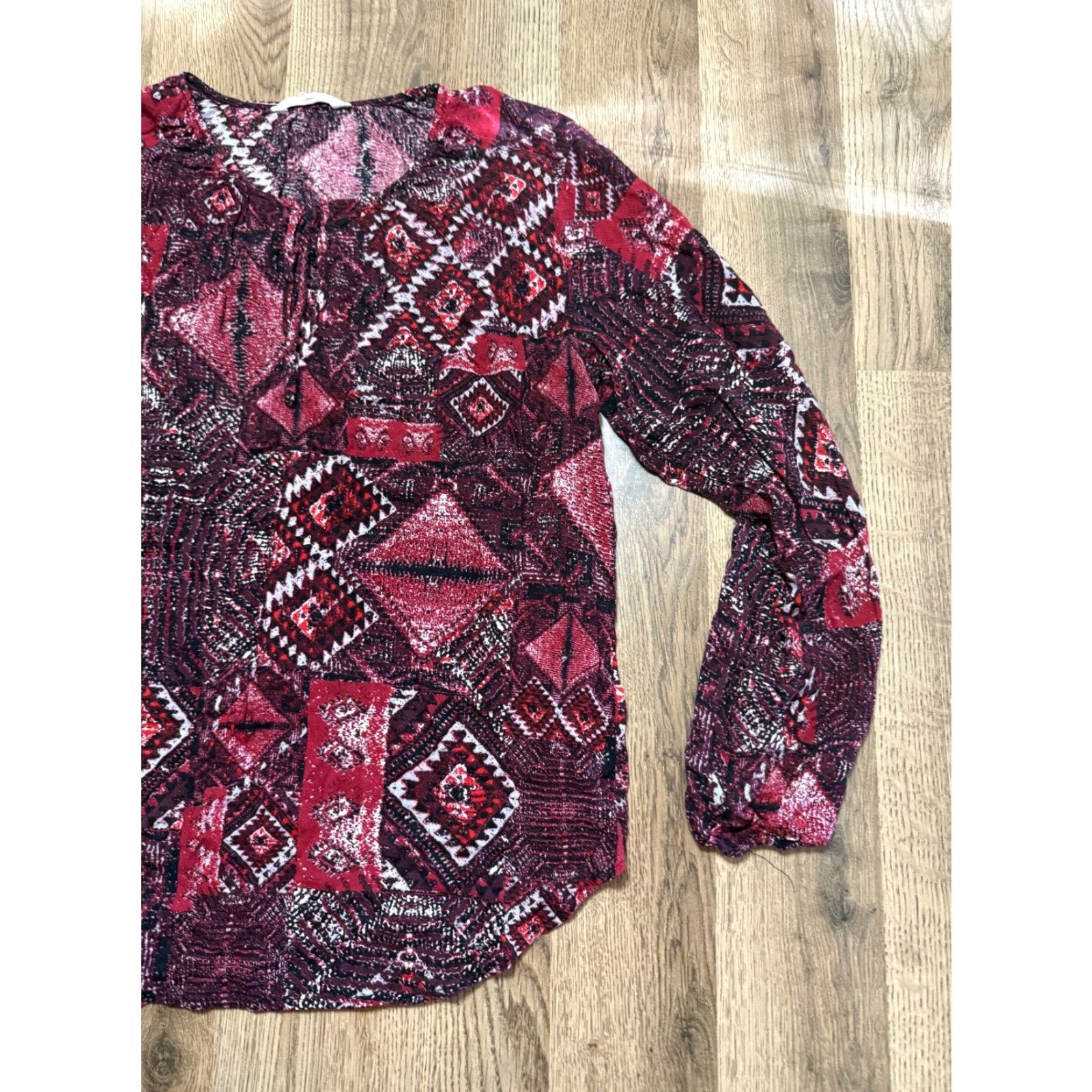 BB Dakota BB Dakota Shirt Womens Size Small Red Purple Black Long Sleeve Allover Print Size S / US 4 / IT 40 - 4 Thumbnail