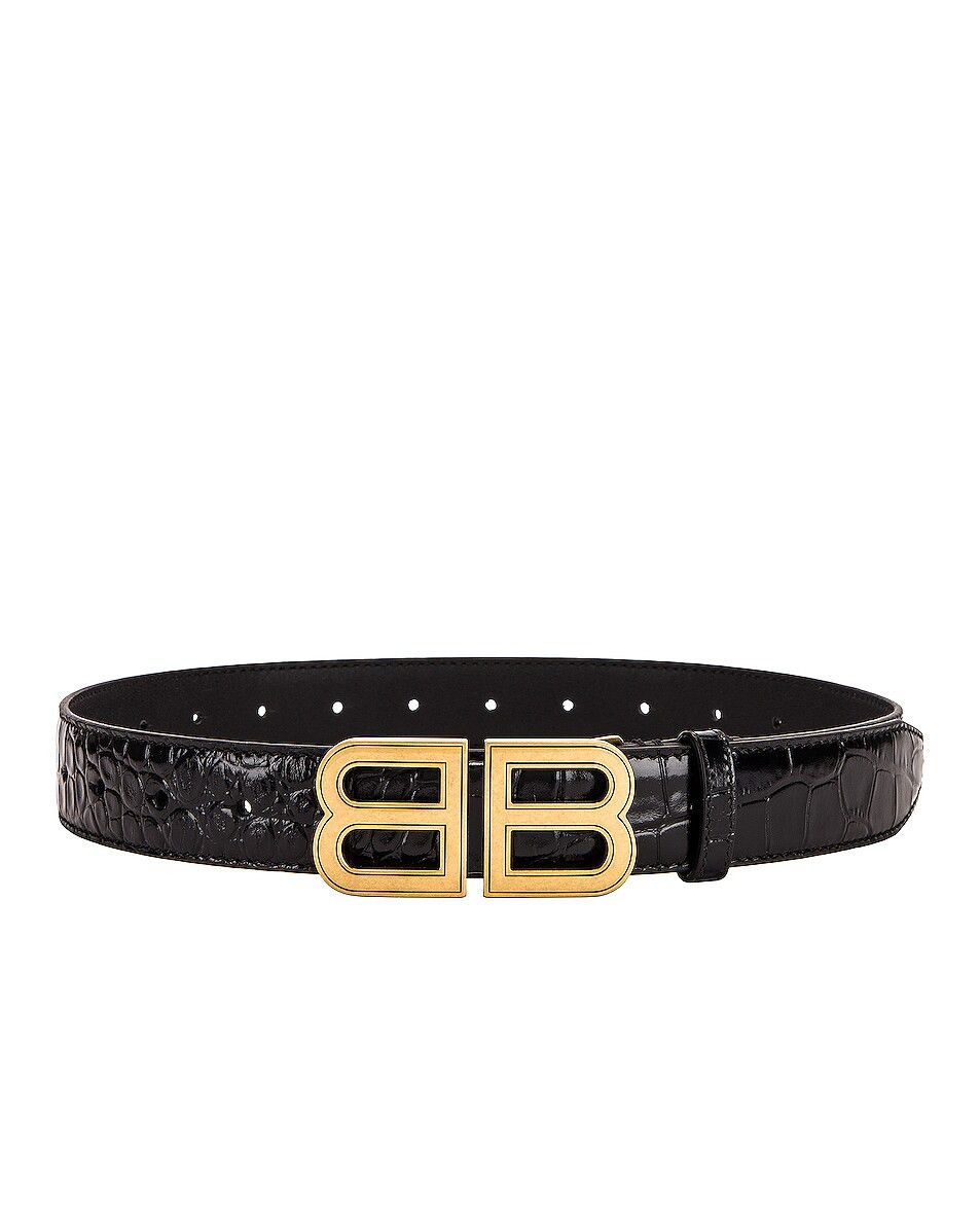 Balenciaga o1mt1gz0525 Size: 75 / BB Hourglass Medium Belt in Black Size ONE SIZE - 1 Thumbnail