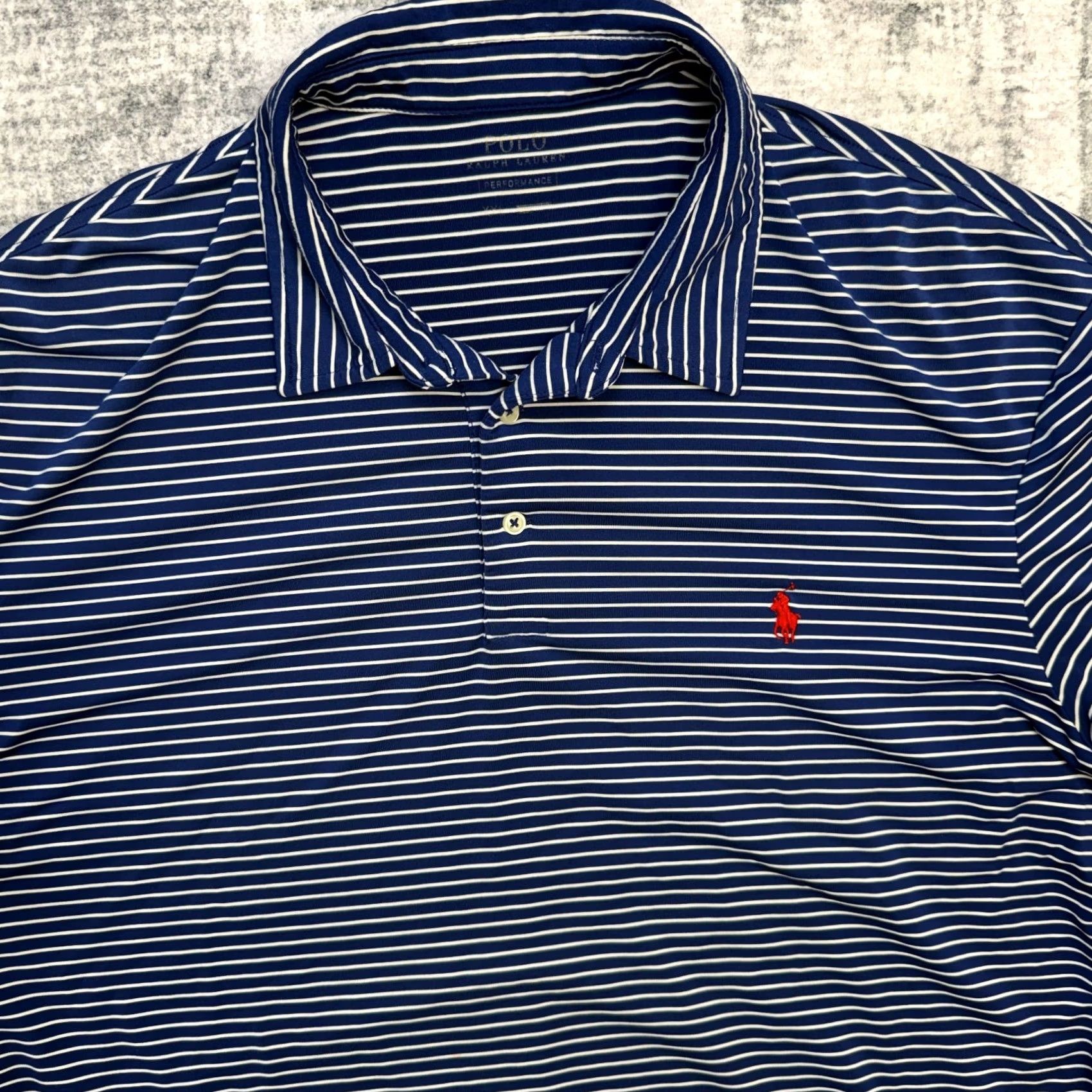 Polo Ralph Lauren Polo Ralph Lauren Shirt Mens 2XL Blue Striped Performance Polo Pony Golf Travel Shirt Size US XXL / EU 58 / 5 - 6 Thumbnail