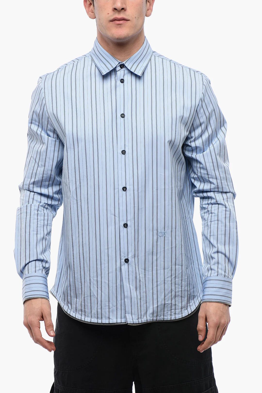 Off-White og1mm0526 Poplin Shirt in Blue/Black Size US S / EU 44-46 / 1 - 1 Thumbnail