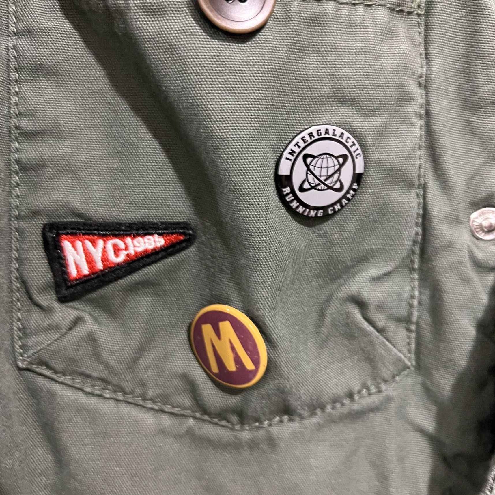 H&M VINTAGE HM Cargo Jacket Army Jacket Green Patch Jacket H&M Sz M Costume Funky Military Women Green Army Theme Military Jacket M Size M / US 6-8 / IT 42-44 - 4 Thumbnail