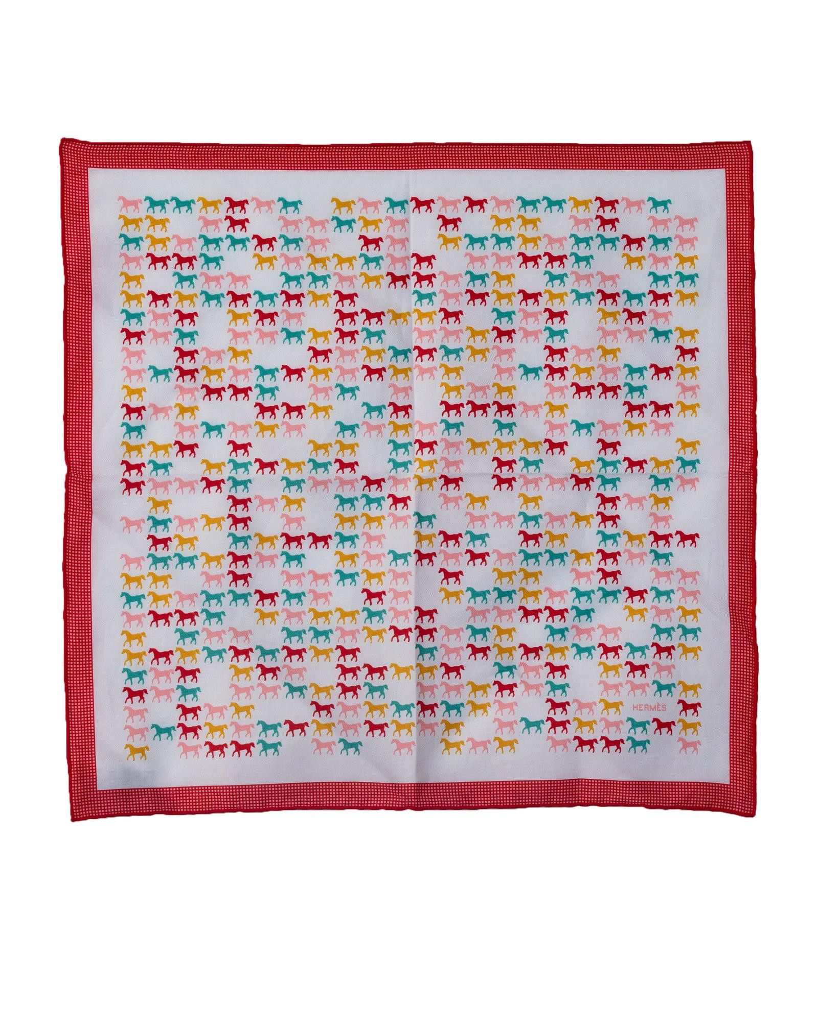 image of Hermes Printed Cotton Scarf in White, Women's
