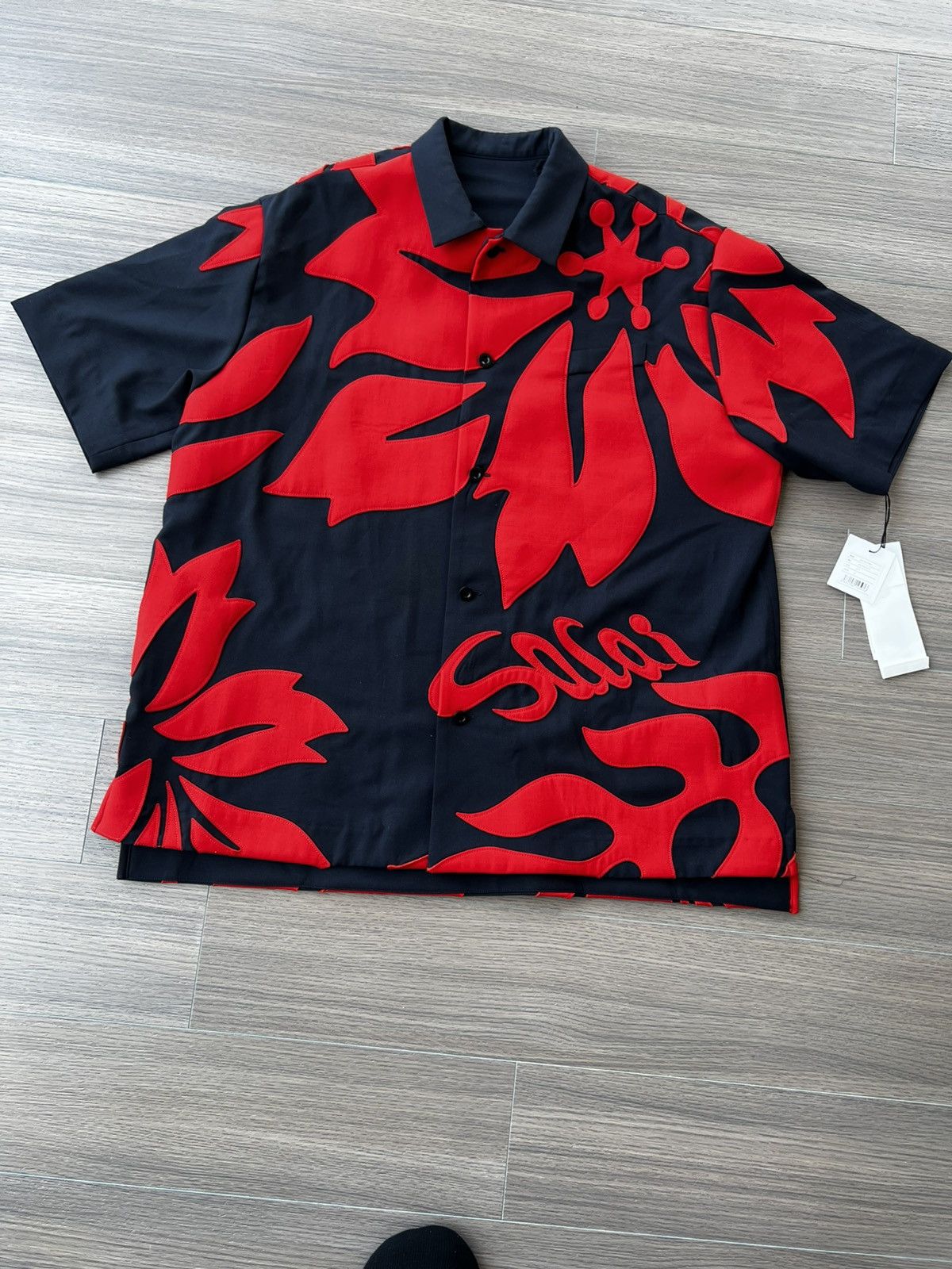 Sacai SACAI Navy/Red Floral Button-Up Size US XXL / EU 58 / 5 - 2 Thumbnail