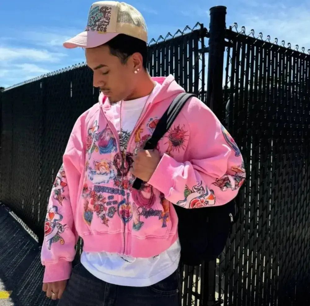 Japanese Brand × Vintage Casual y2k zipper loose hoodie for printed hip-hop pattern Size US XL / EU 56 / 4 - 5 Thumbnail