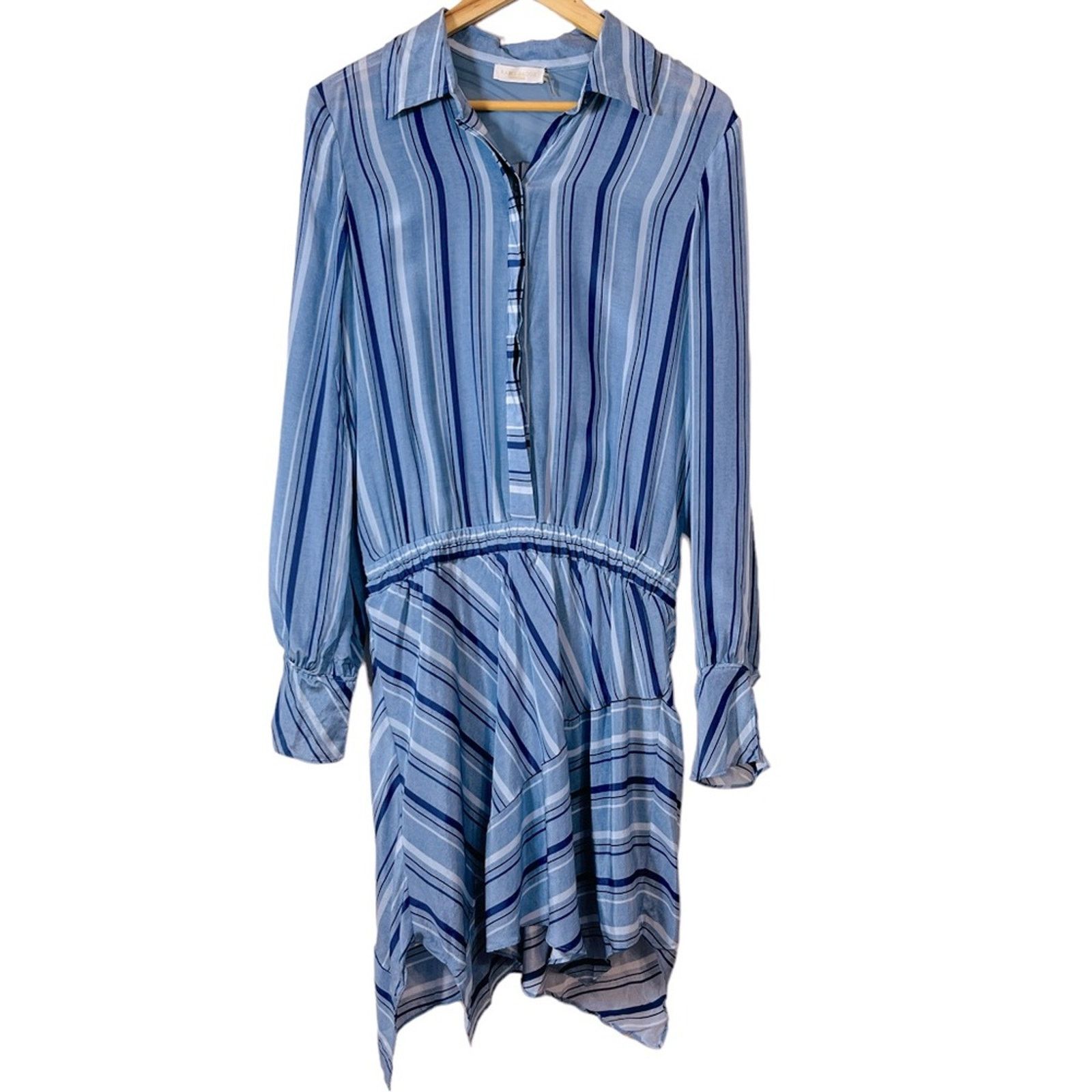 Ramy Brook Ramy Brook Blue A-Line Striped Shirtdress Silk Size XS Size XS / US 0-2 / IT 36-38 - 5 Thumbnail