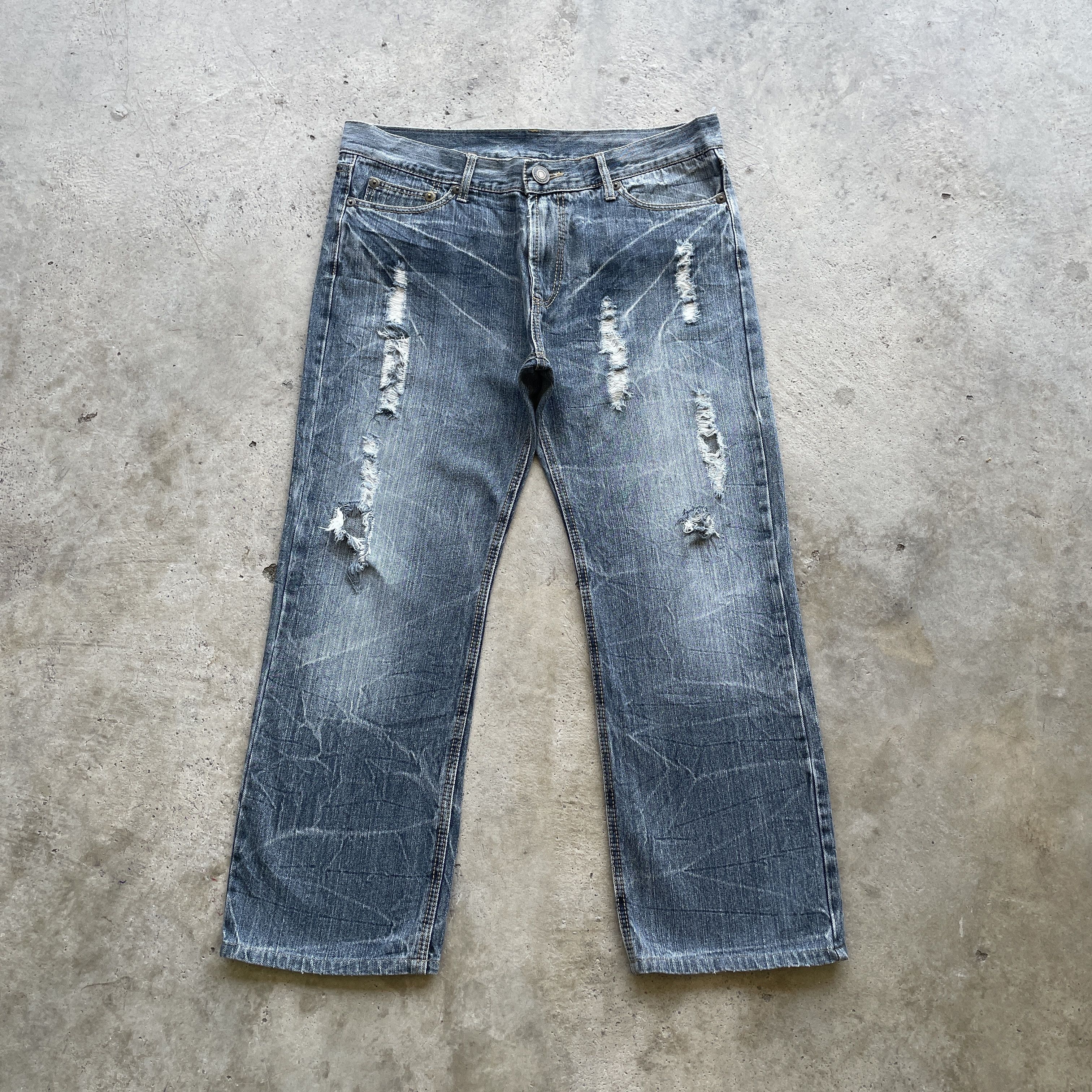Japanese Brand W36x27 Vintage Japanese Faded Denim Distressed Jeans Pants Size US 36 / EU 52 - 2 Thumbnail