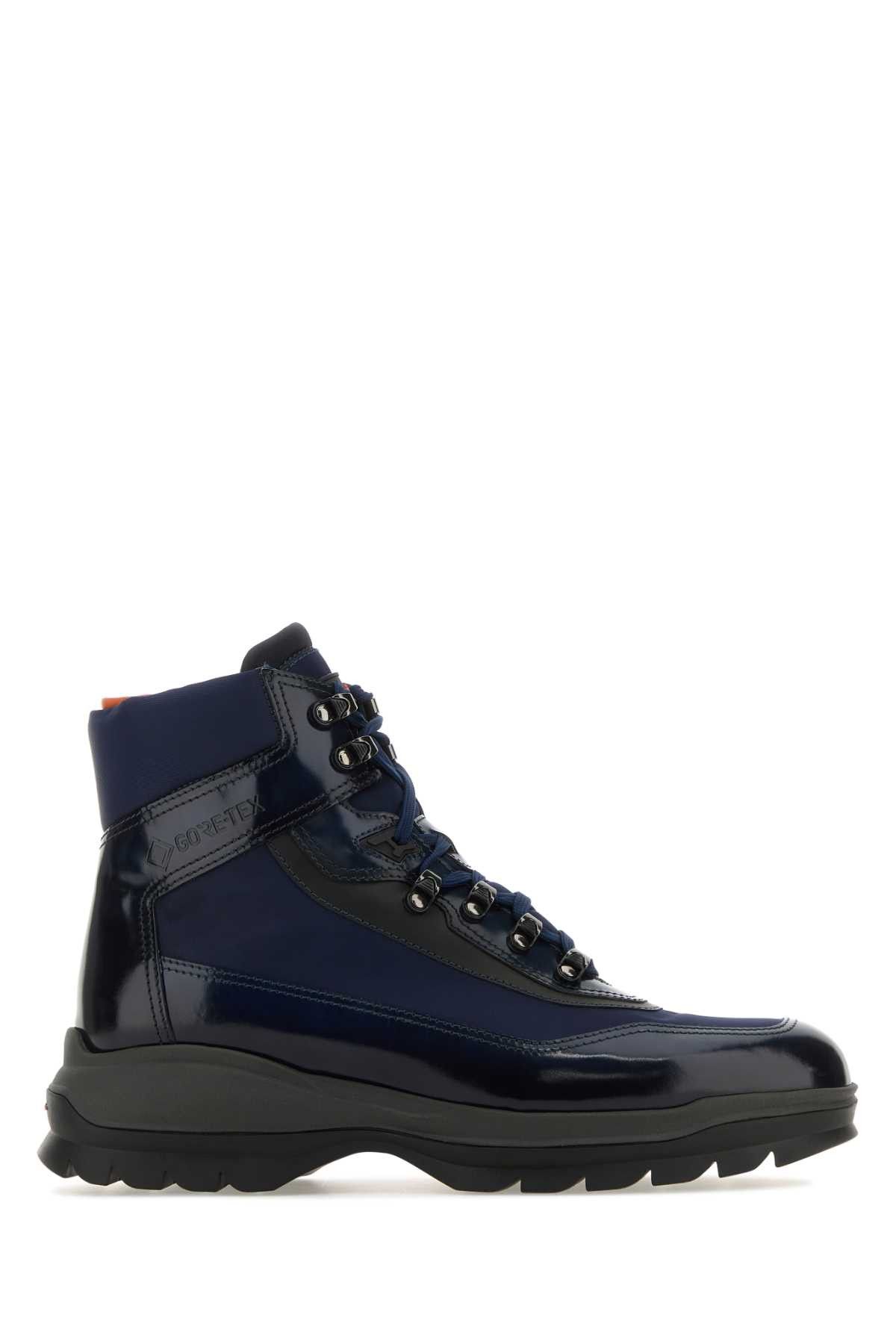 image of Santoni Two-Tone Leather And Fabric Ankle Boots, Men's (Size 11)