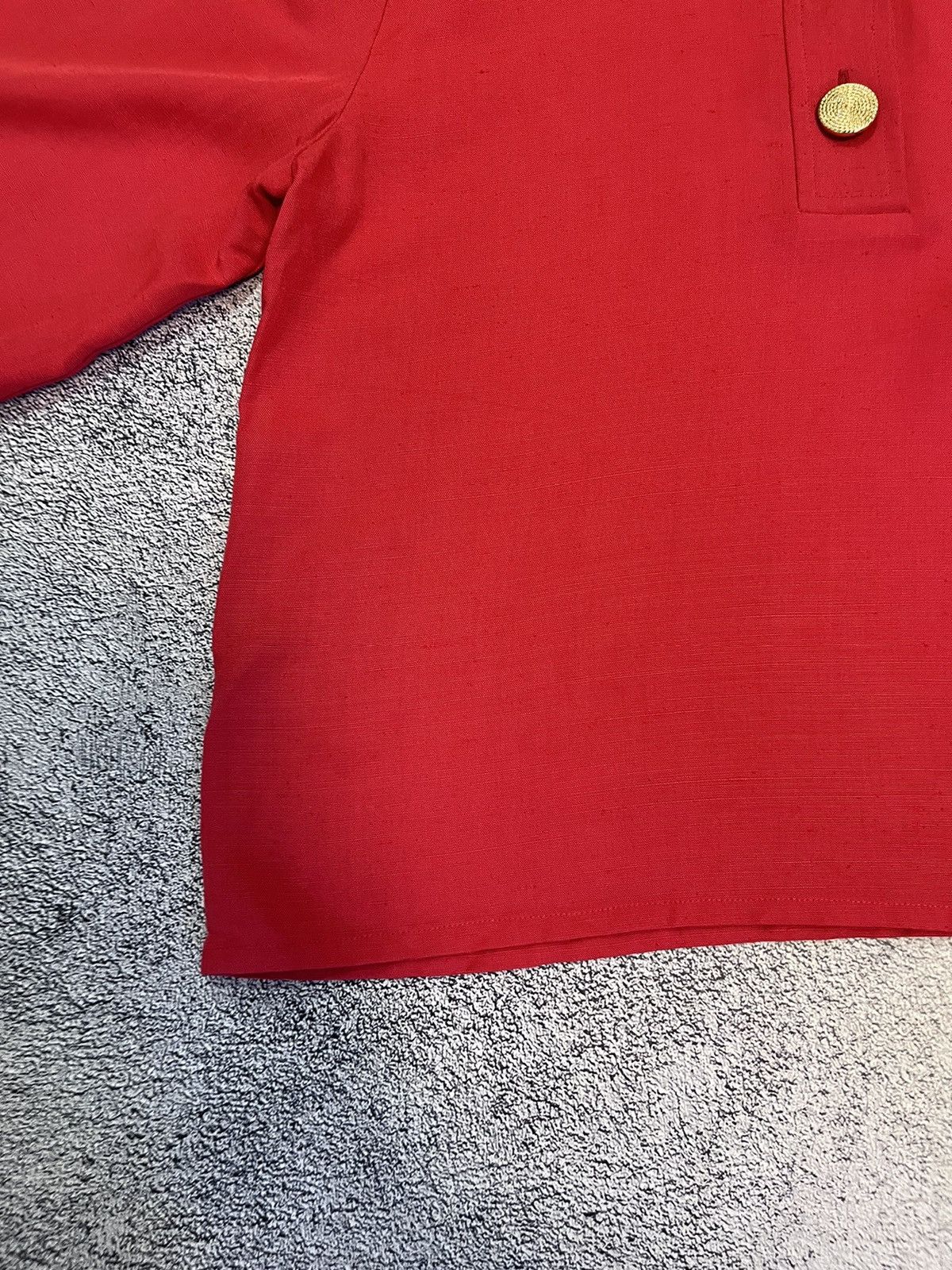 Yves Saint Laurent YSL Variation Red Silk Linen Blouse Gold Buttons Vintage F38 Size S / US 4 / IT 40 - 20 Thumbnail